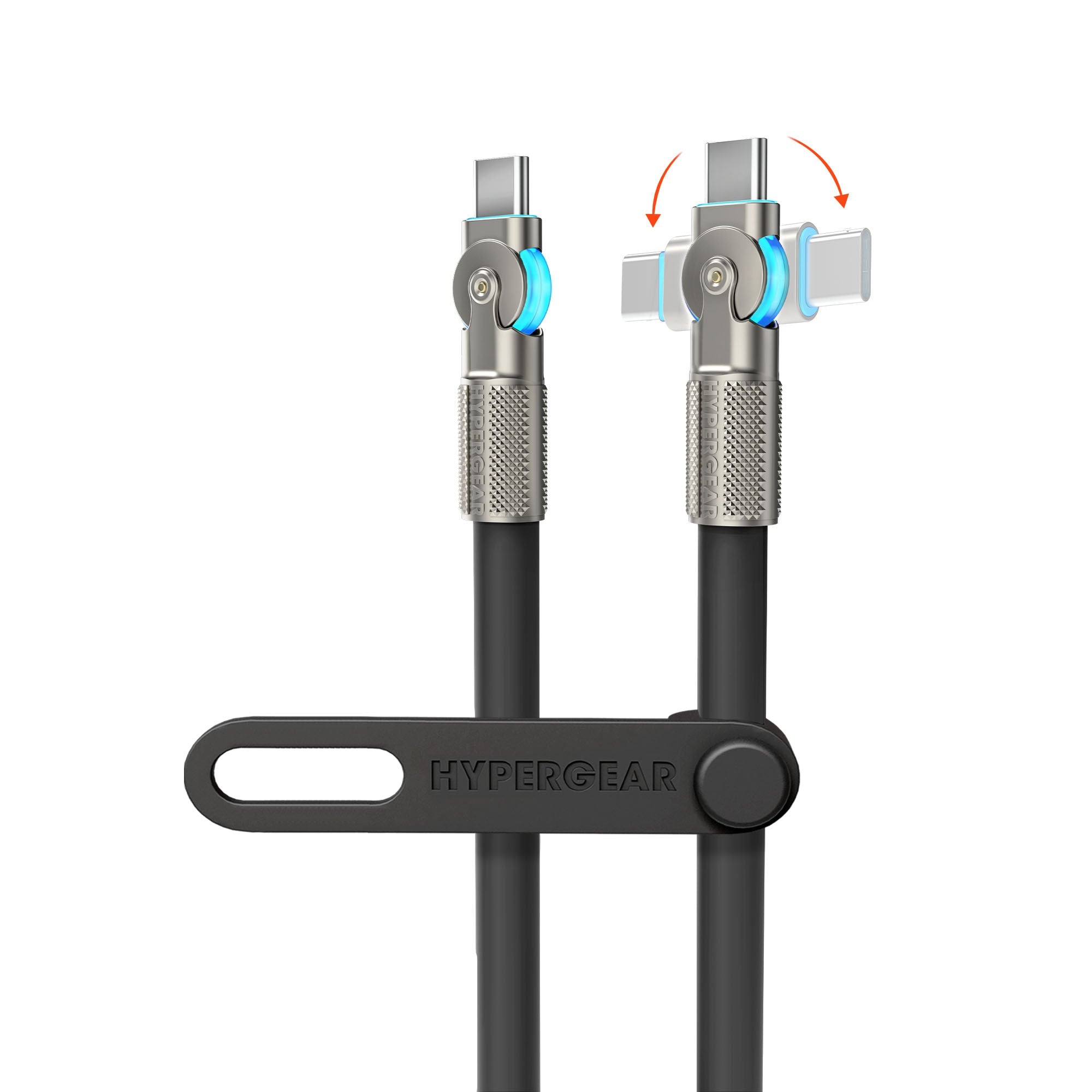 HyperGear 6 ft. 180cm USB-C to USB-C Chunky 180 Rugged Cable w/Rotating Connectors - Black - 15-14295