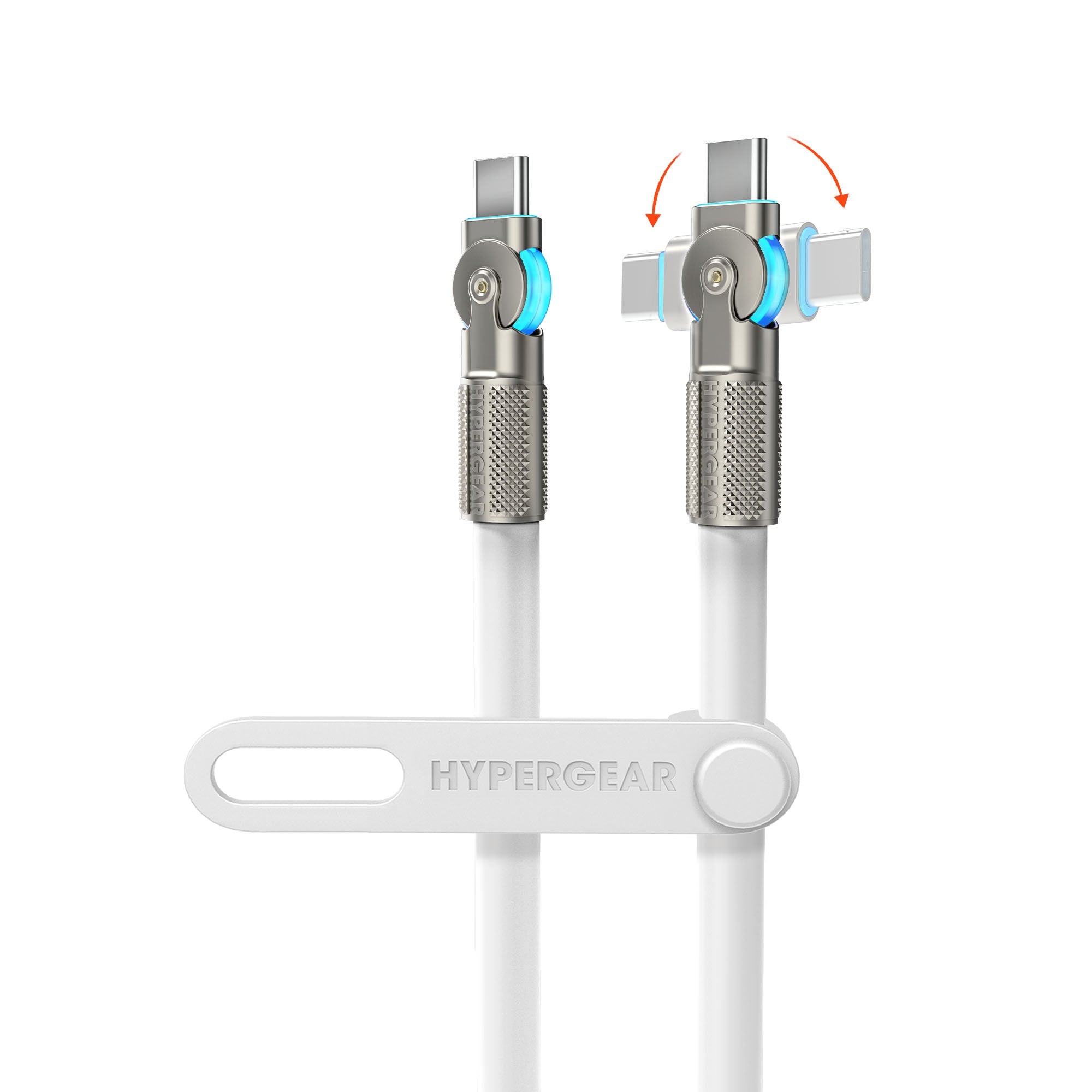 HyperGear 6 ft. 180cm USB-C to USB-C Chunky 180 Rugged Cable w/Rotating Connectors - White - 15-14296