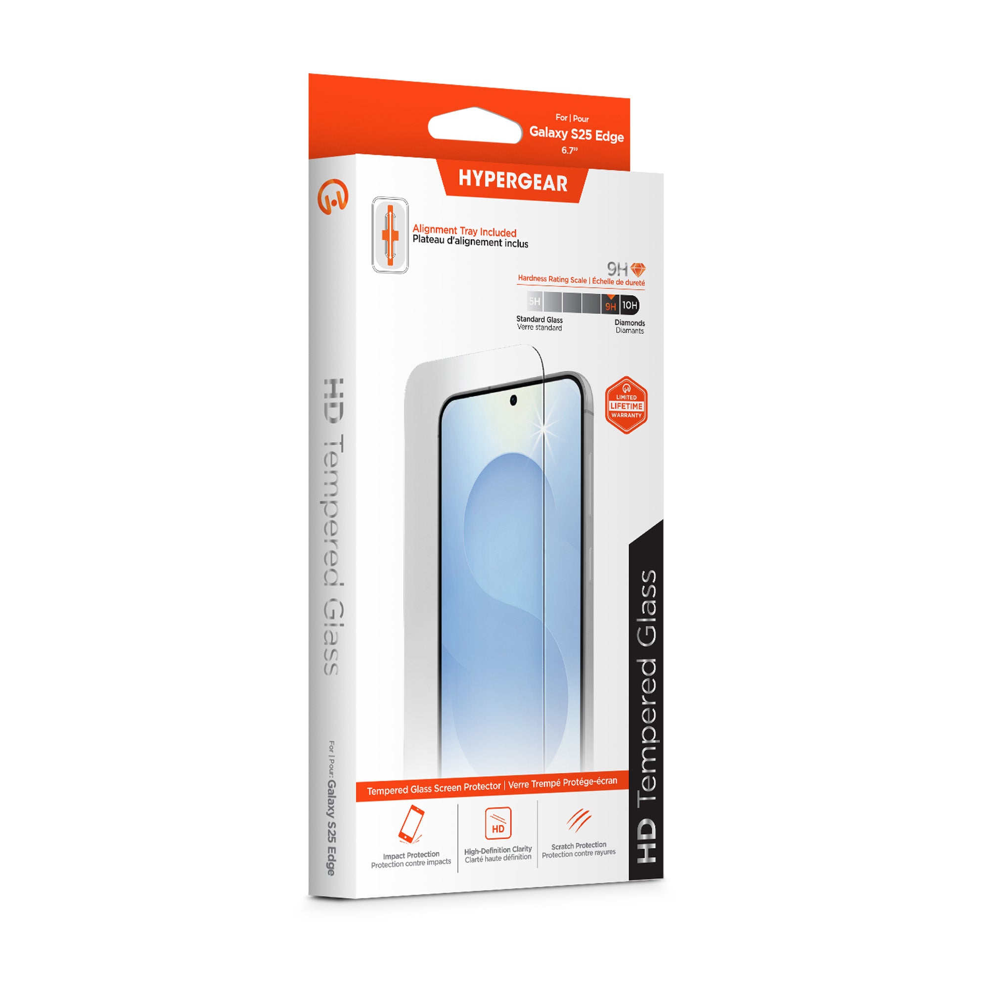 Samsung Galaxy S25 Edge HyperGear Tempered Glass Screen Protector w/Dust-Free Install Tray - 15-14349