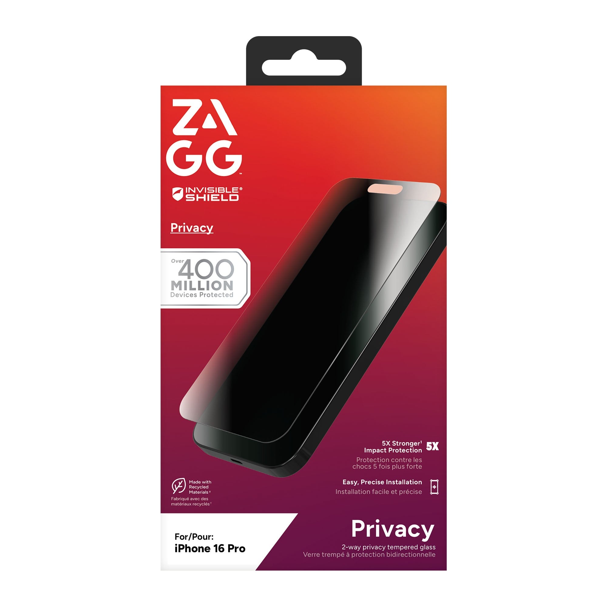 iPhone 16 Pro ZAGG InvisibleShield Glass Elite Privacy Screen Protector - 15-14421