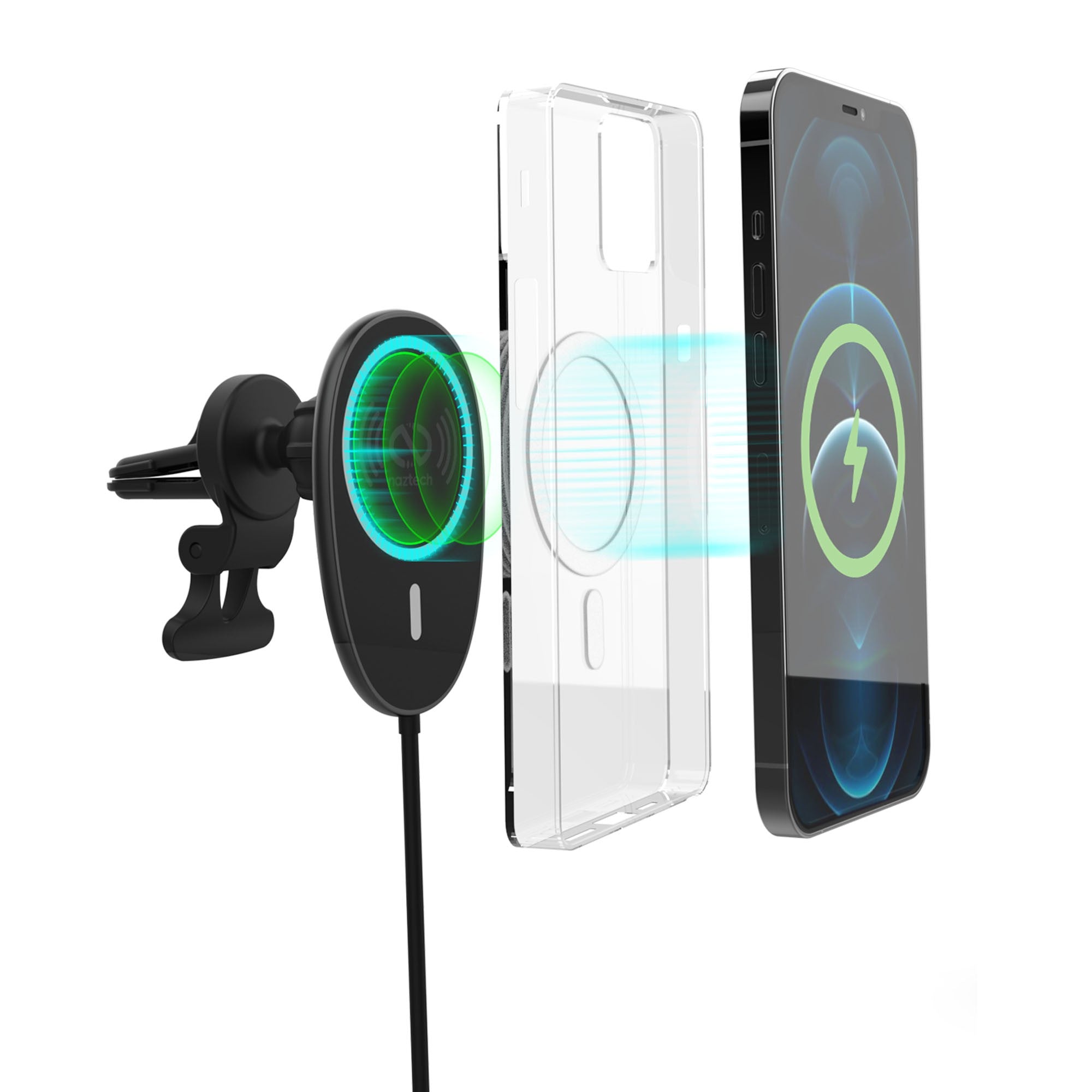 Naztech MagLock Fast Charging Vent Mount w/ Dual Port CLA Car Charger - 15-14425