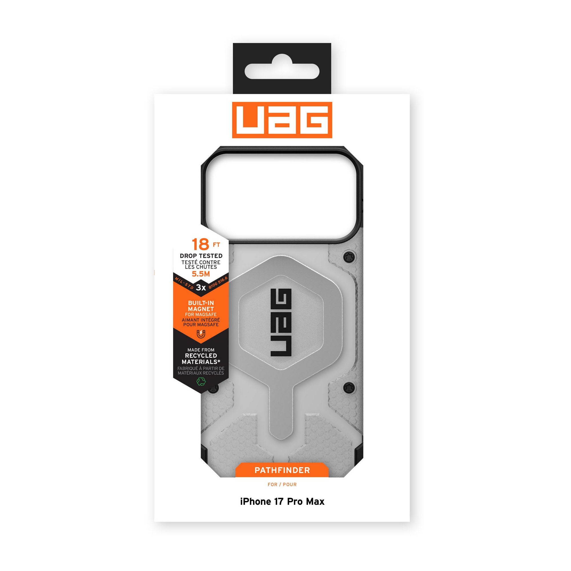 iPhone 17 Pro Max UAG Pathfinder Clear Magsafe Case - Ice/Silver - 15-14494