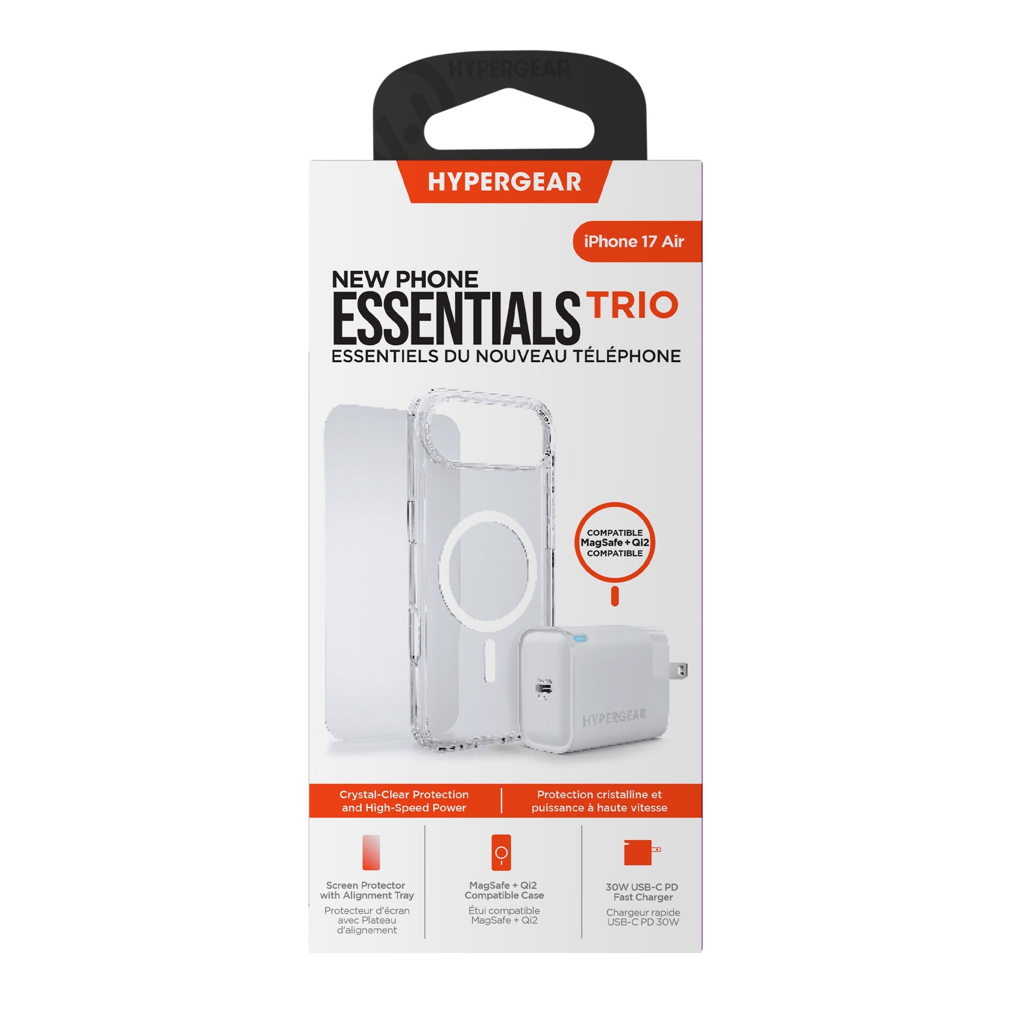 iPhone Air HyperGear Bundle - 30W Hub, Glass, Case w/ Magsafe - 15-14536