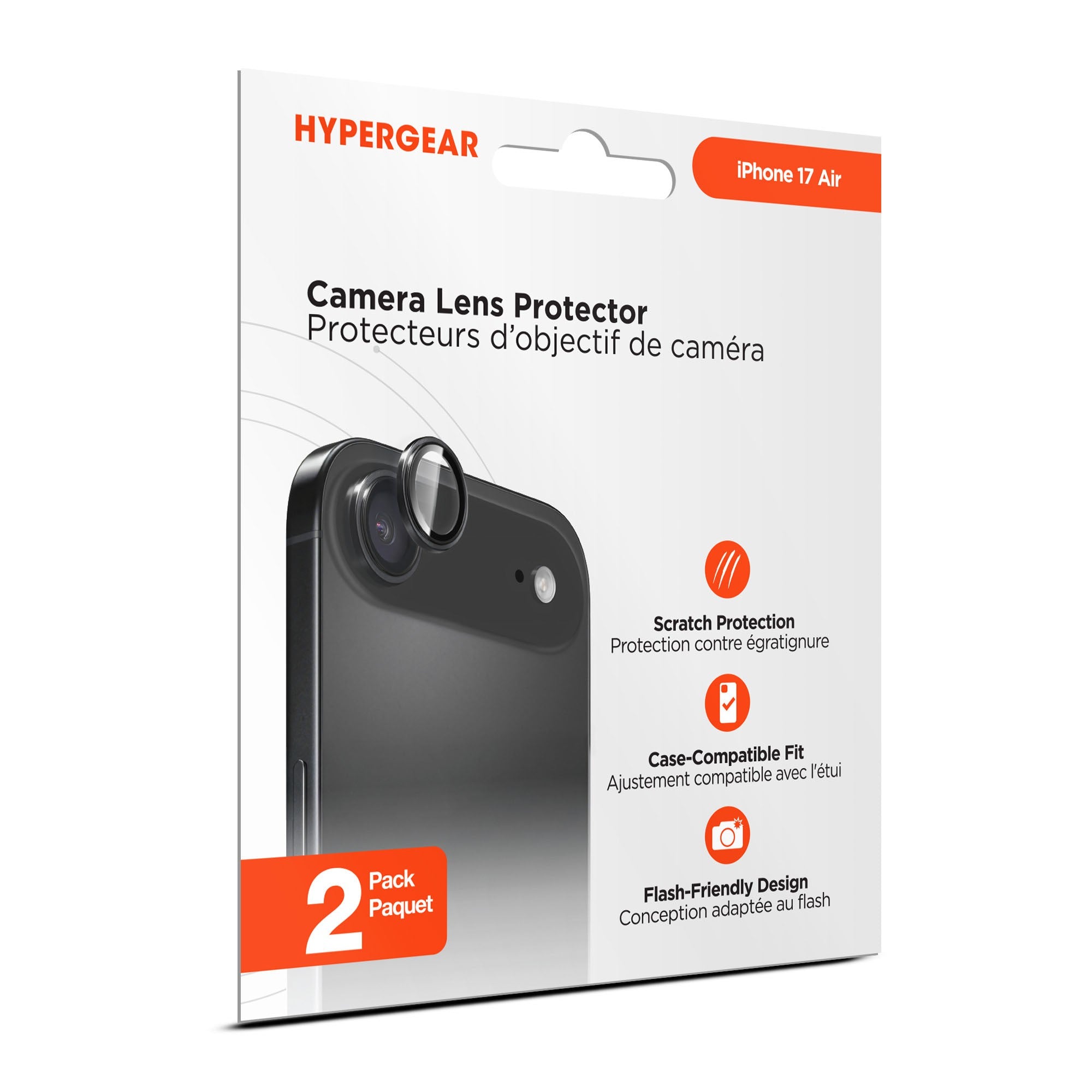 iPhone Air HyperGear Camera Rings Tempered Glass Lens Protection - 2 Pack - 15-14537