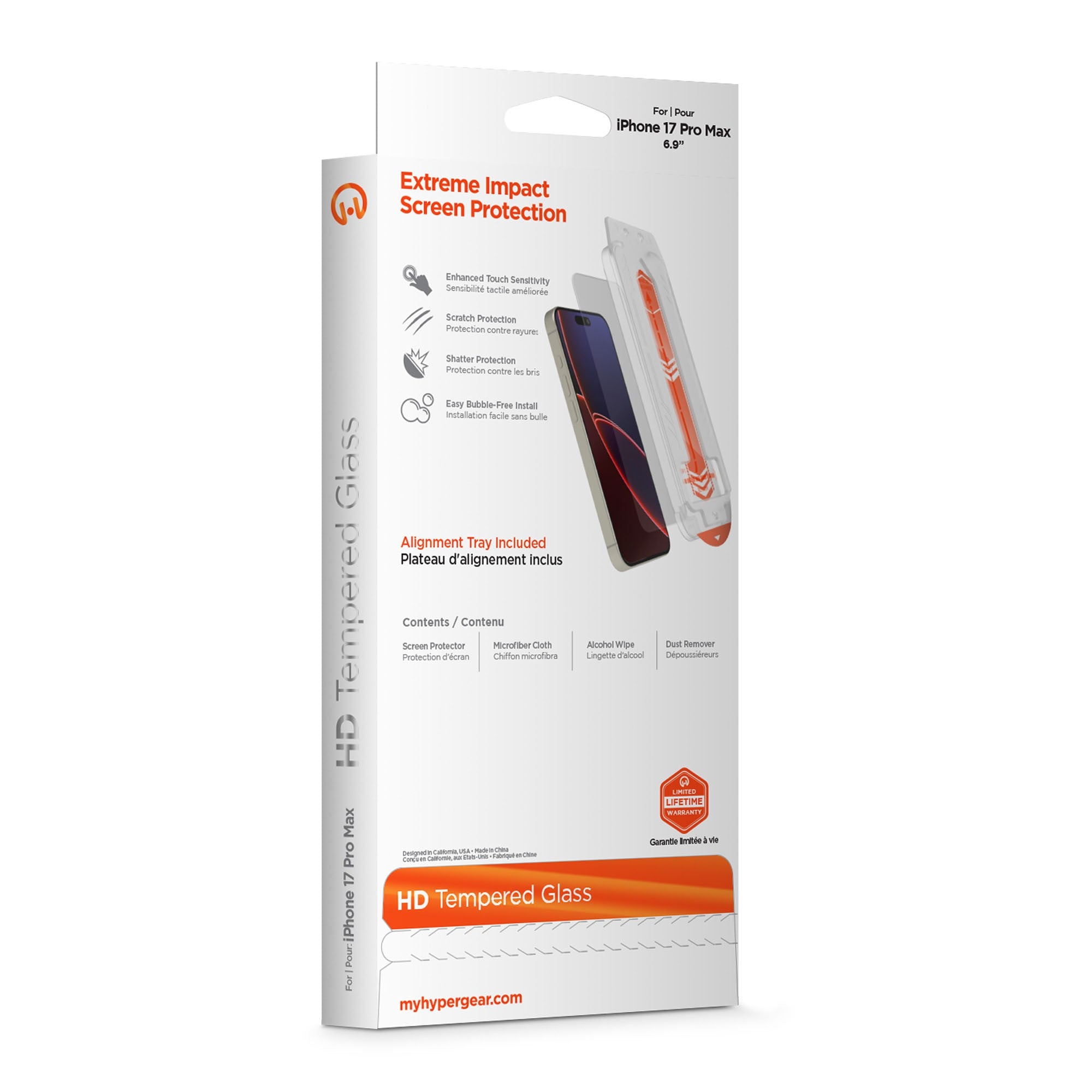 iPhone 17 Pro Max HyperGear Tempered Glass Screen Protector w/Dust Removal Applicator Tray - 15-14547