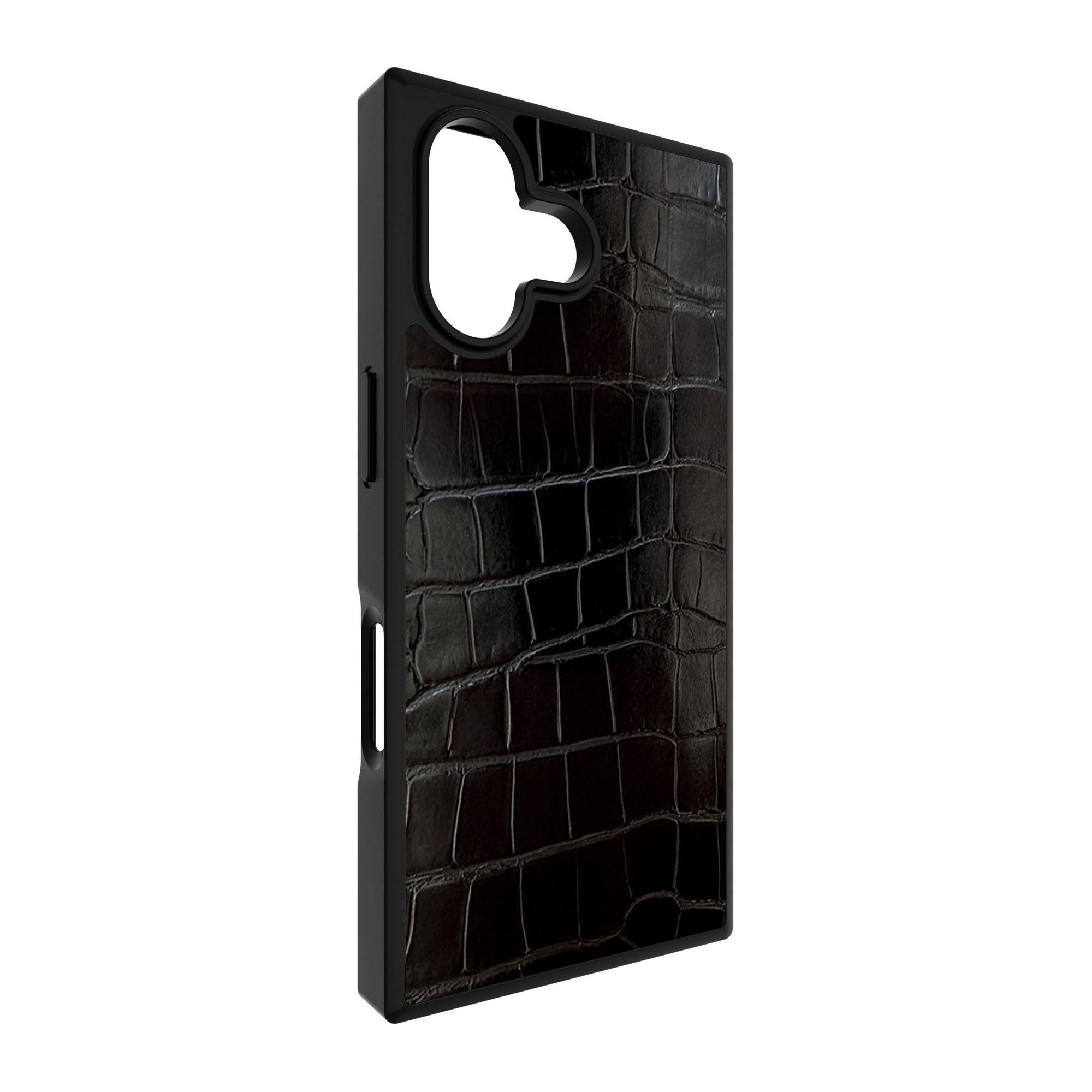 iPhone 17 FLAUNT Square Faux Leather MagSafe Case - Black Crocodile - 15-14570