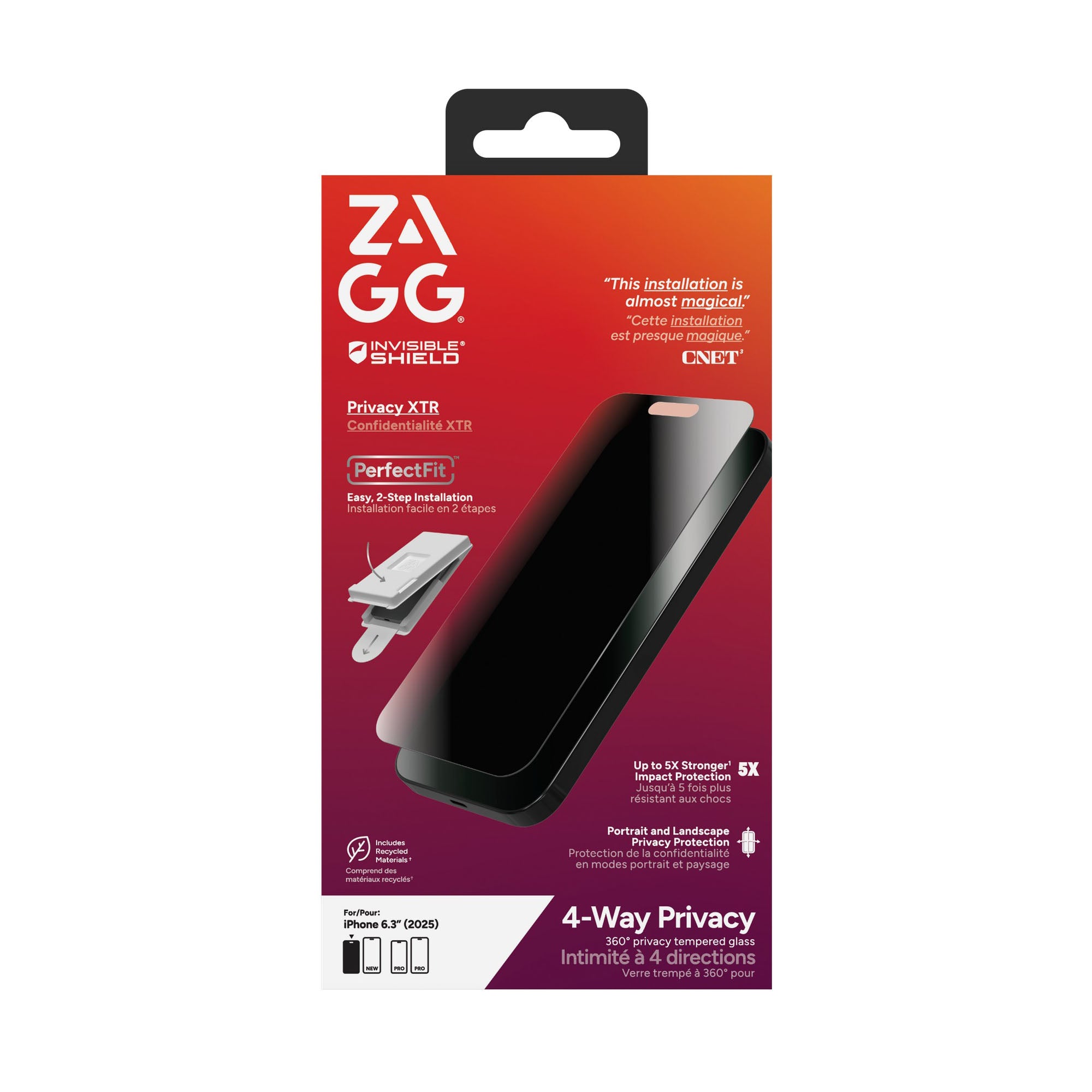 iPhone 17 ZAGG InvisibleShield Glass Privacy XTR Screen Protector - 15-14667
