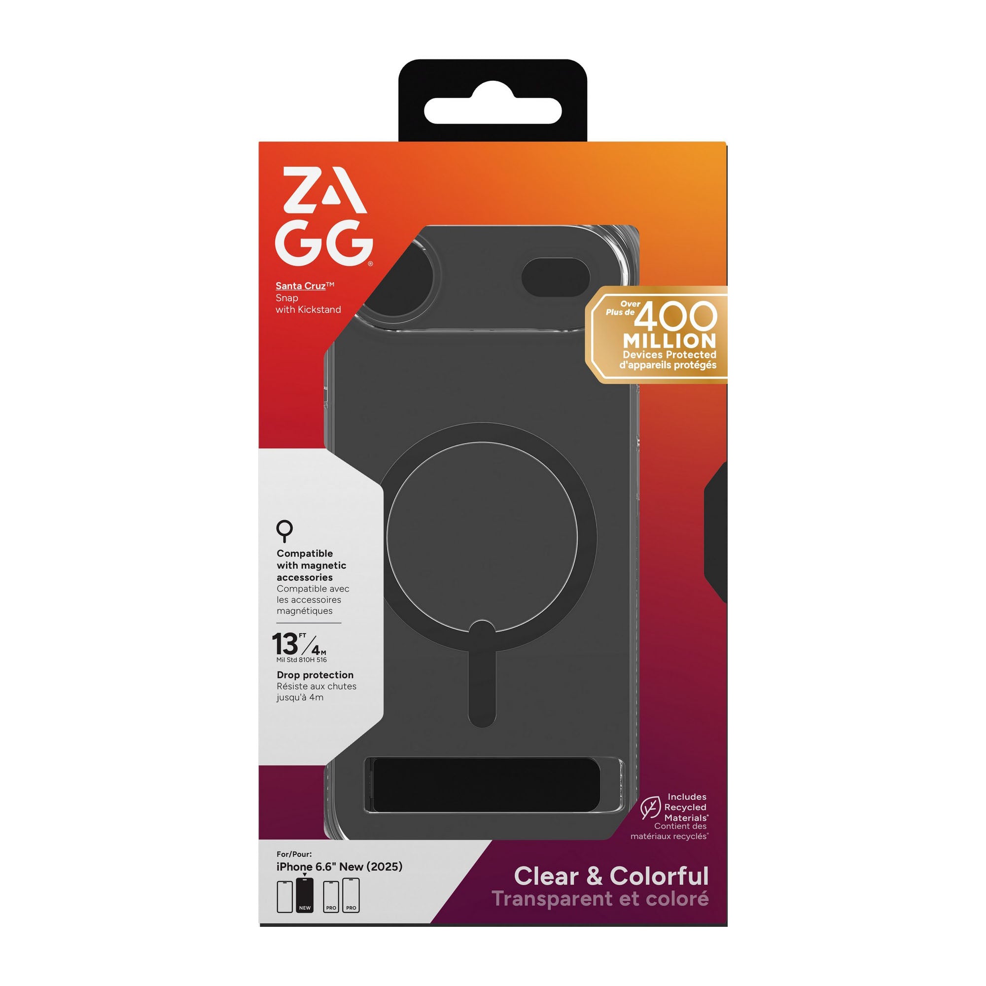 iPhone Air ZAGG Graphene Santa Cruz Snap Kickstand Case - Black - 15-14692