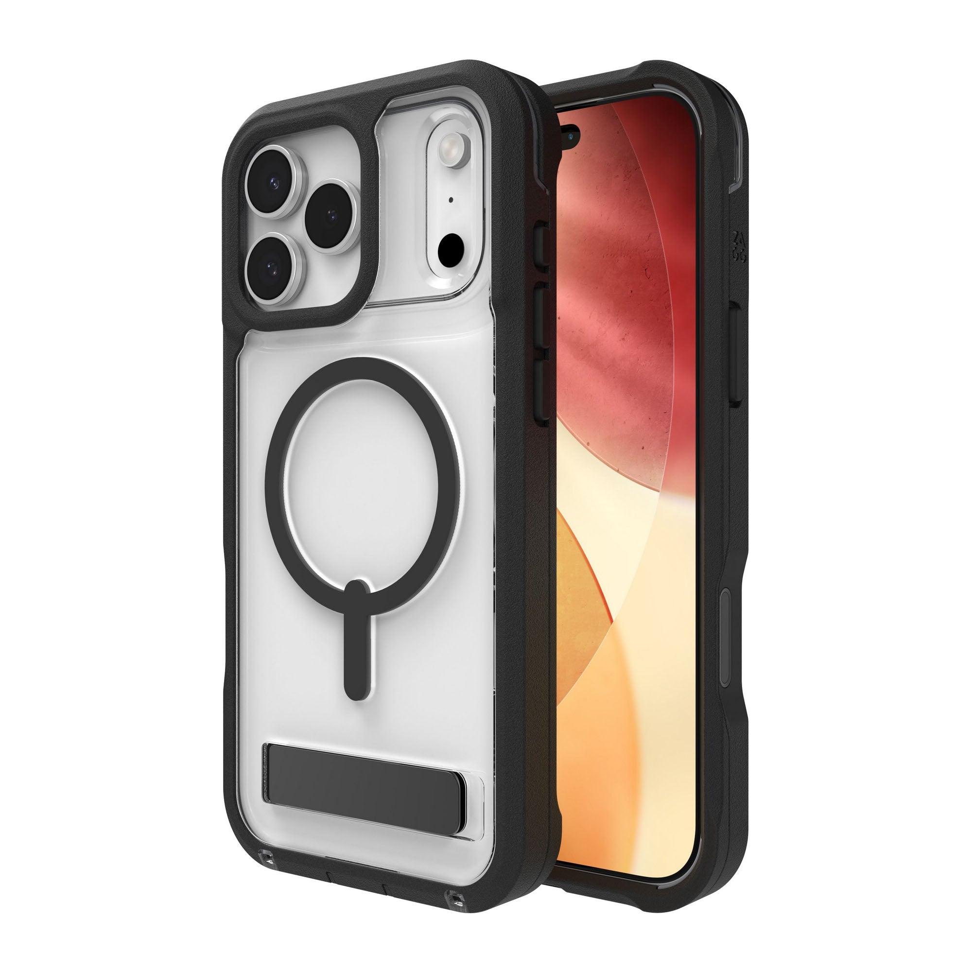 iPhone 17 Pro Max ZAGG Graphene Rainier Snap Kickstand Case - Clear/Black - 15-14729
