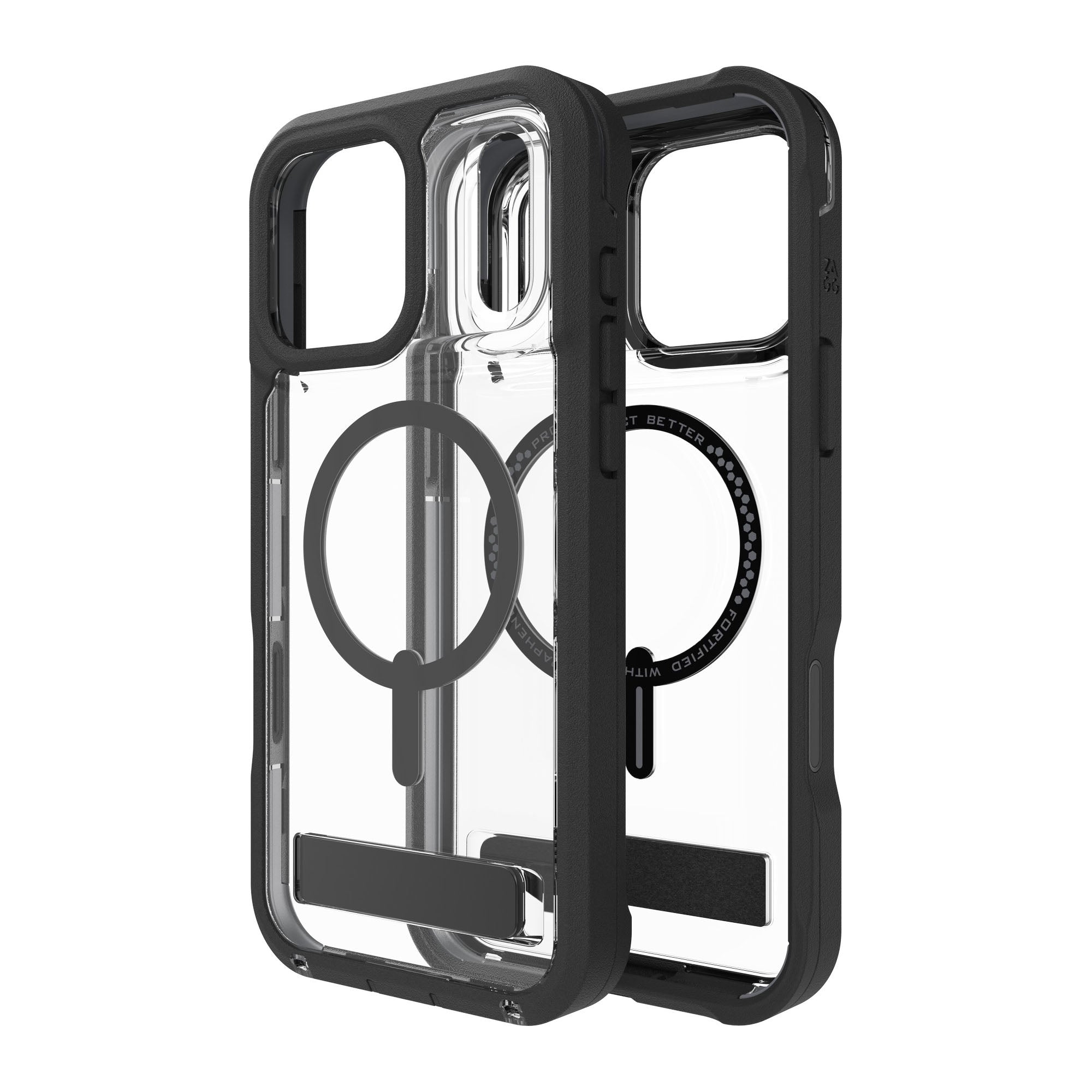 iPhone 17 Pro Max ZAGG Graphene Rainier Snap Kickstand Case - Clear/Black - 15-14729