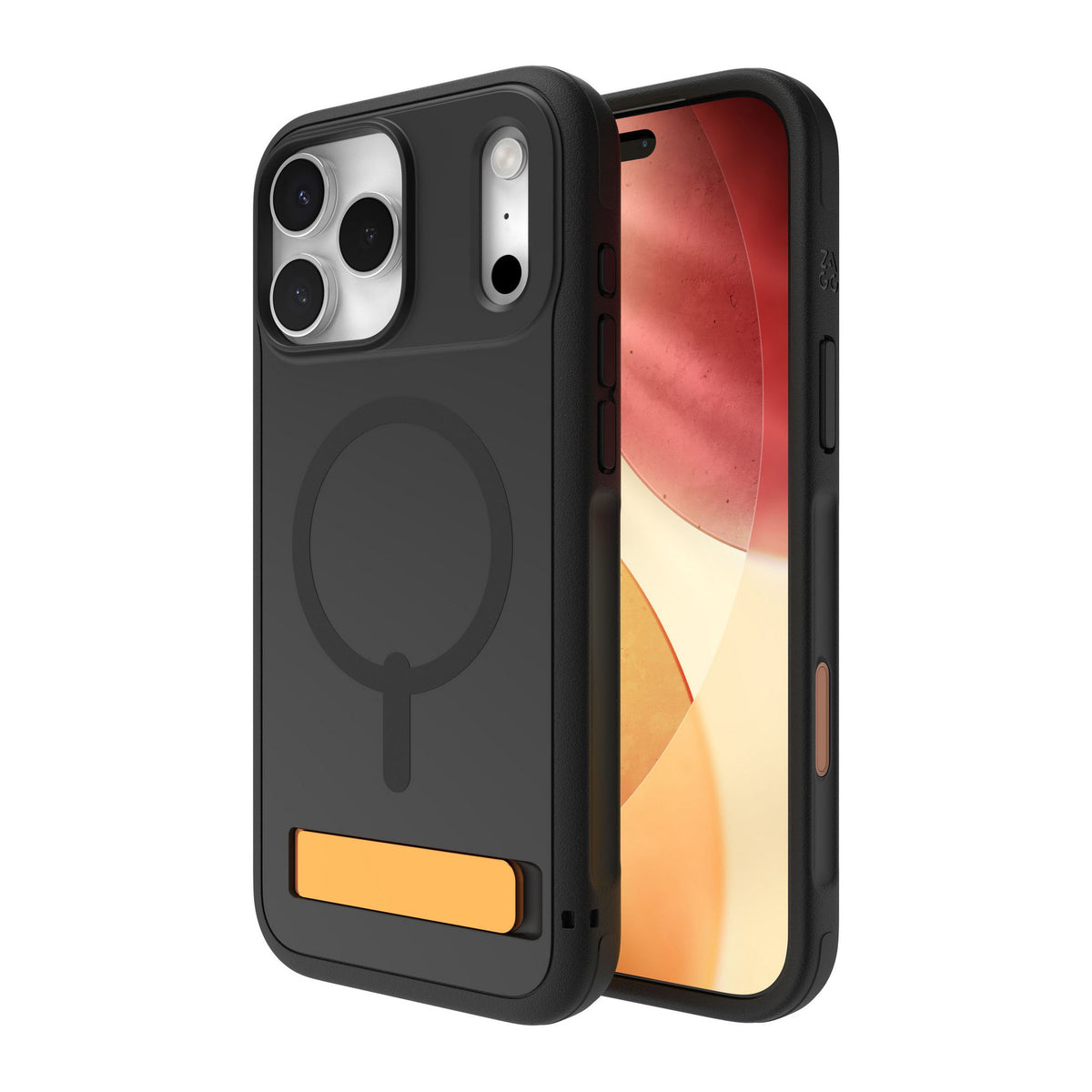 iPhone 18 Pro Max/17 Pro Max ZAGG Graphene Sedona Snap Kickstand Case - Flood Black/Orange - 15-14731