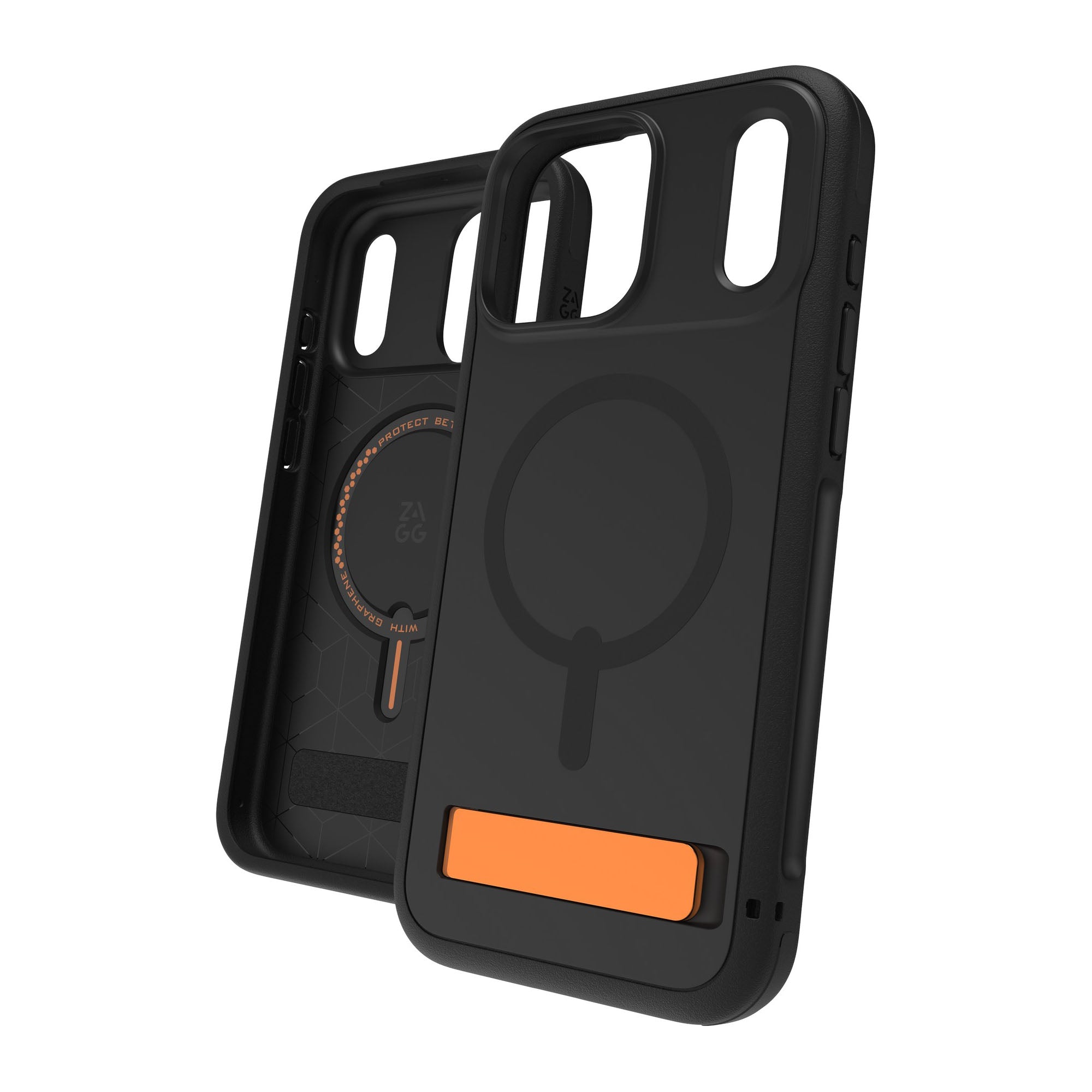 iPhone 18 Pro Max/17 Pro Max ZAGG Graphene Sedona Snap Kickstand Case - Flood Black/Orange - 15-14731