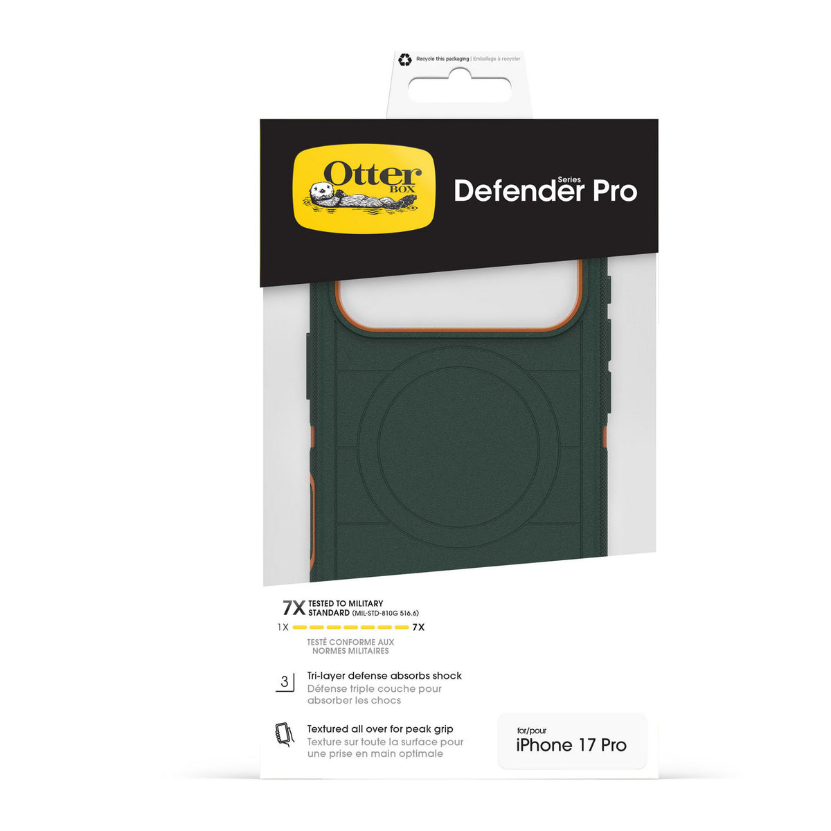 iPhone 18 Pro/17 Pro Otterbox Defender Pro w/MagSafe + Camera Control Case - Green Intrigue - 15-14820