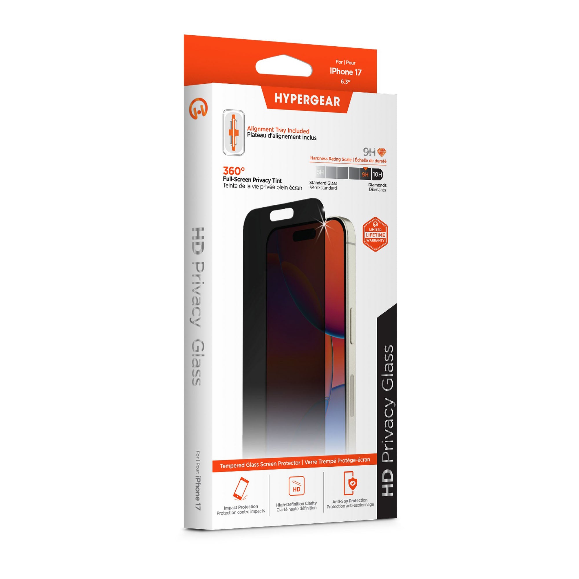 iPhone 17 HyperGear 4-way Privacy Glass Screen Protector w/Installation Applicator Tray - 15-14884