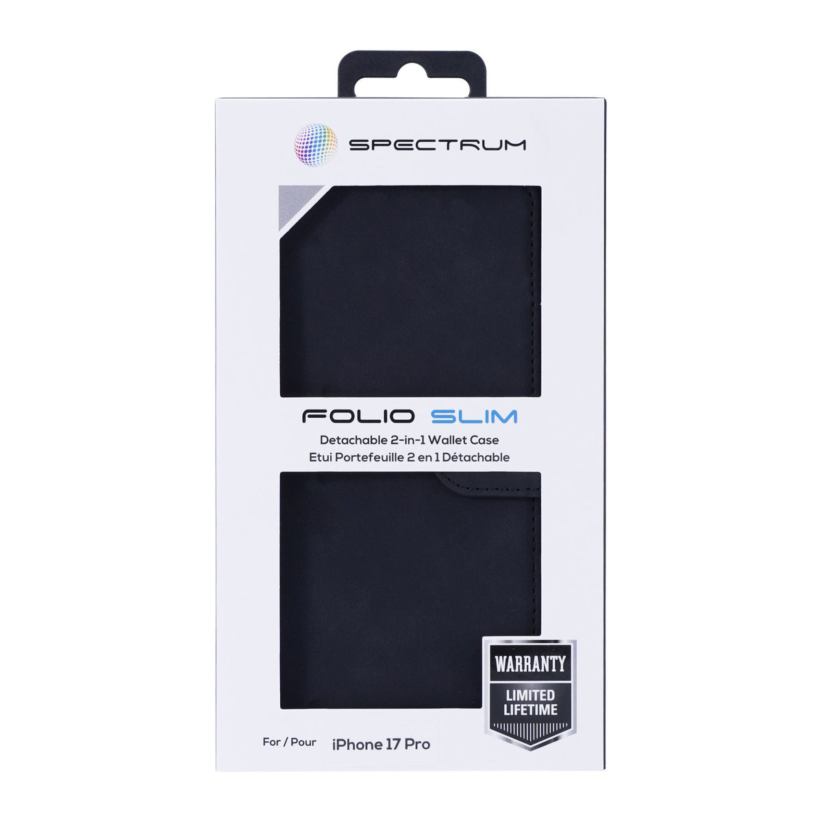 iPhone 18 Pro/17 Pro SPECTRUM Folio Slim Detachable 2-1 Wallet Case - Black - 15-14913