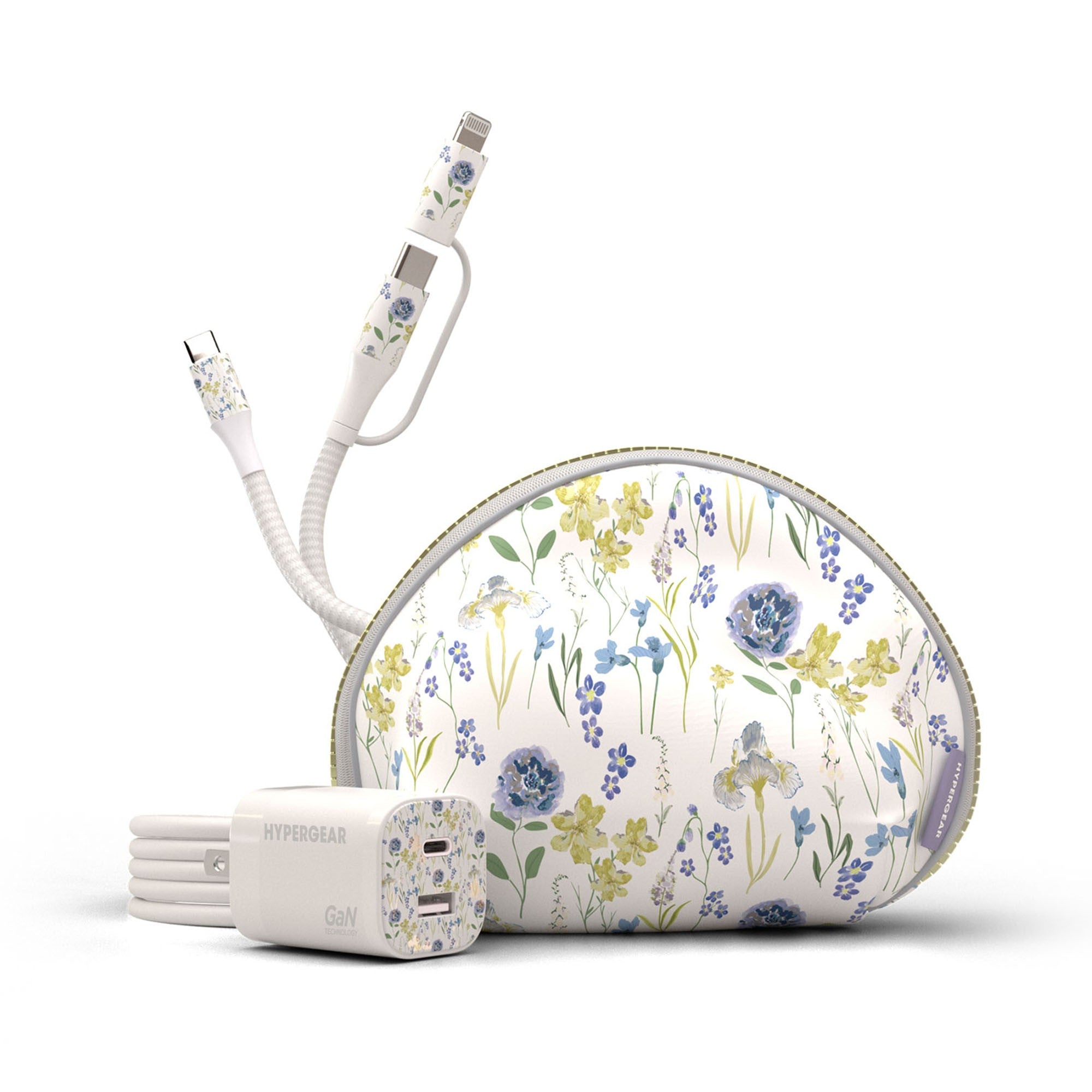 HyperGear 30W USB-C PD Charging Kit with Travel Pouch - Floral - 15-14937