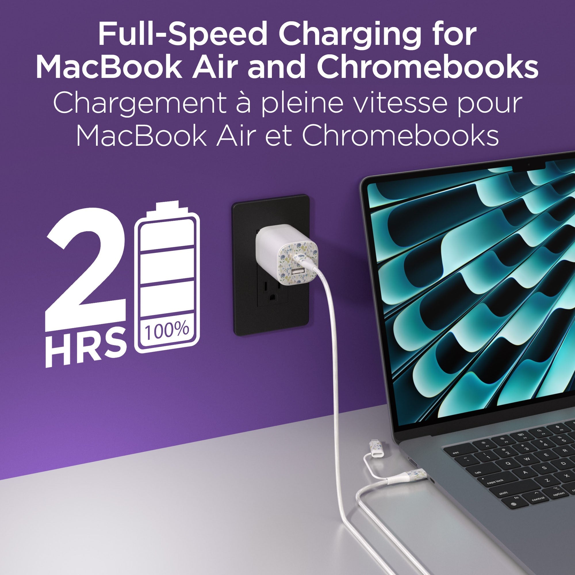 HyperGear 30W USB-C PD Charging Kit with Travel Pouch - Floral - 15-14937