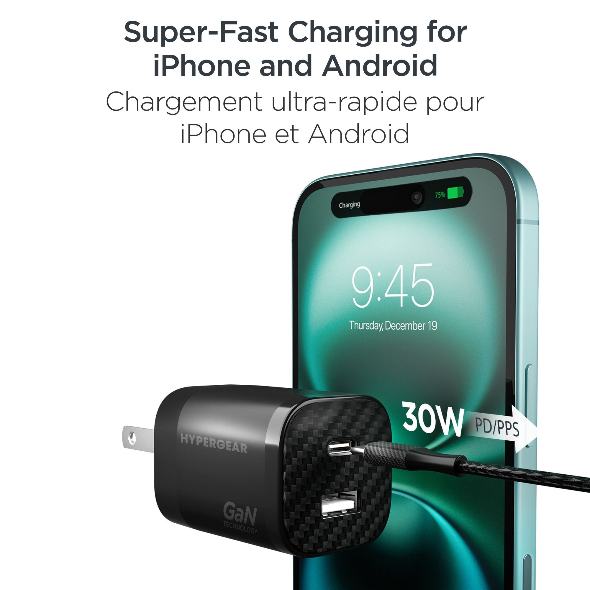 HyperGear 30W USB-C PD Charging Kit with Travel Pouch - Carbon Fibre - 15-14938