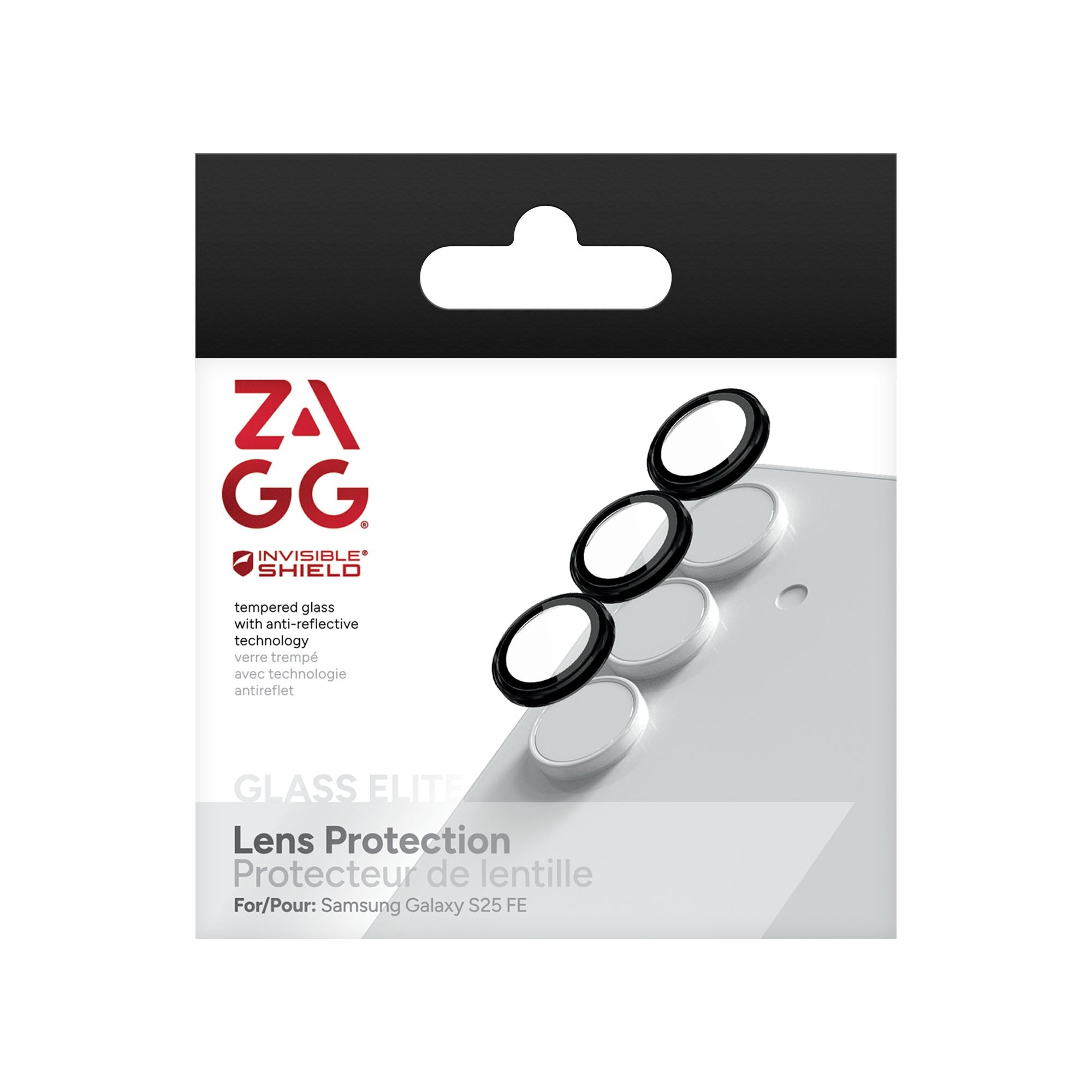 Samsung Galaxy S25 FE ZAGG InvisibleShield Glass Elite Camera Rings Lens Protector - Black - 15-14983