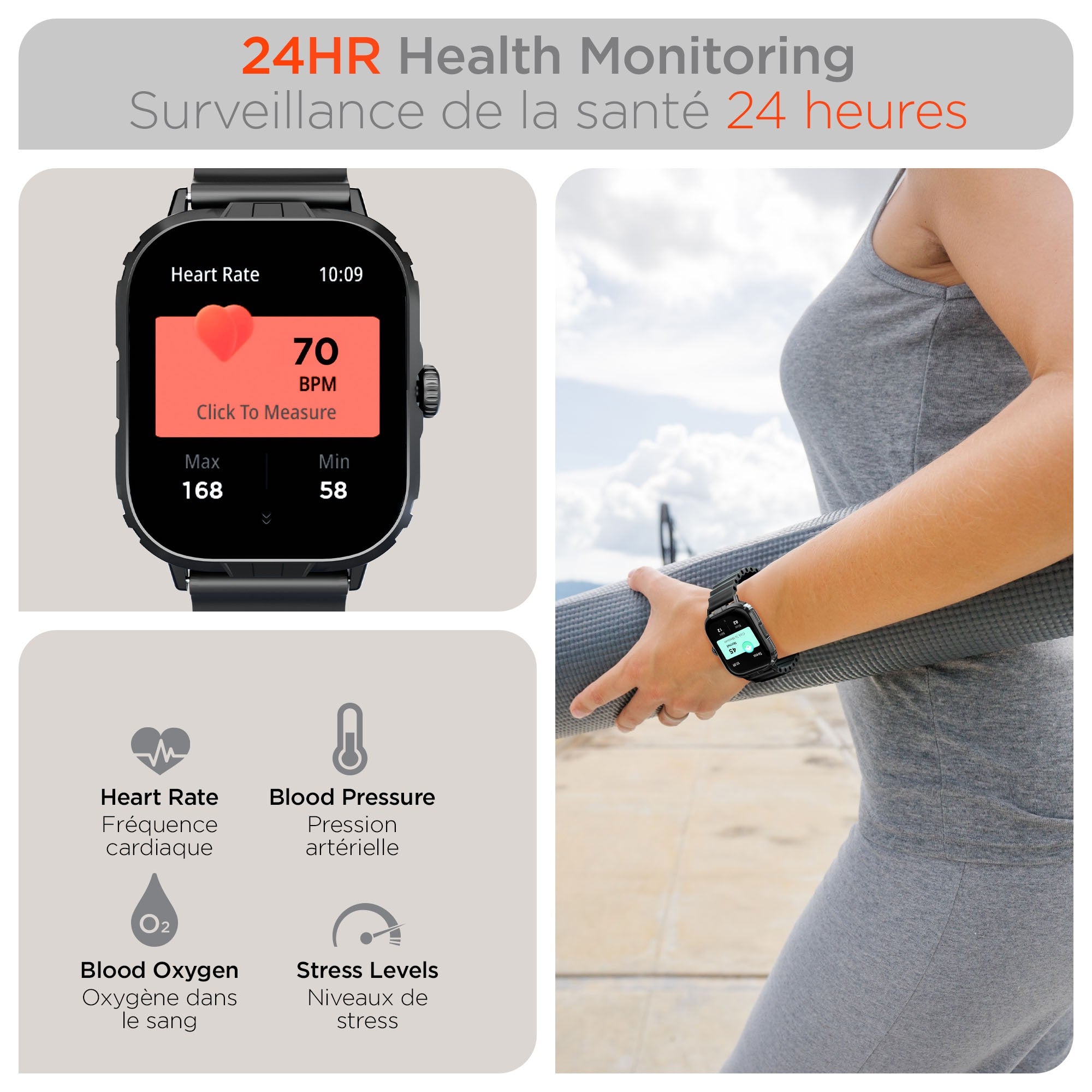 HyperGear Fit X2 Smartwatch + Fitness Tracker - 15-15025