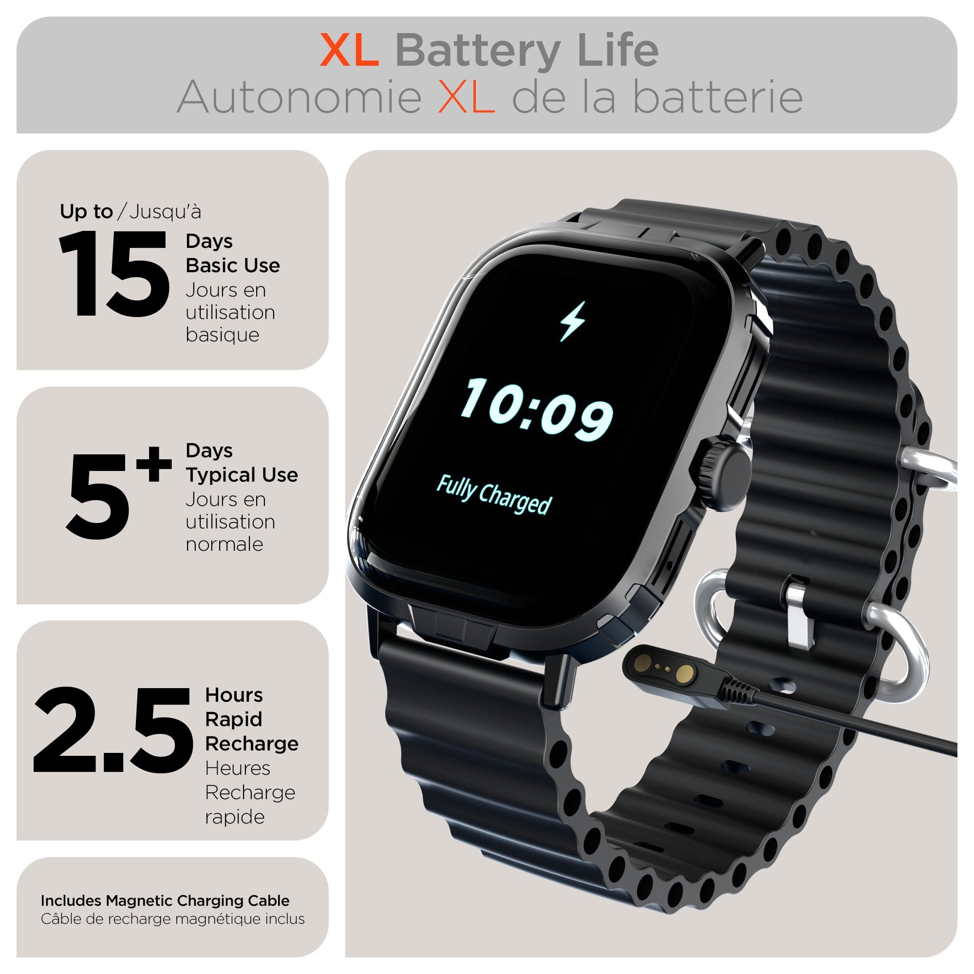 HyperGear Fit X2 Smartwatch + Fitness Tracker - 15-15025