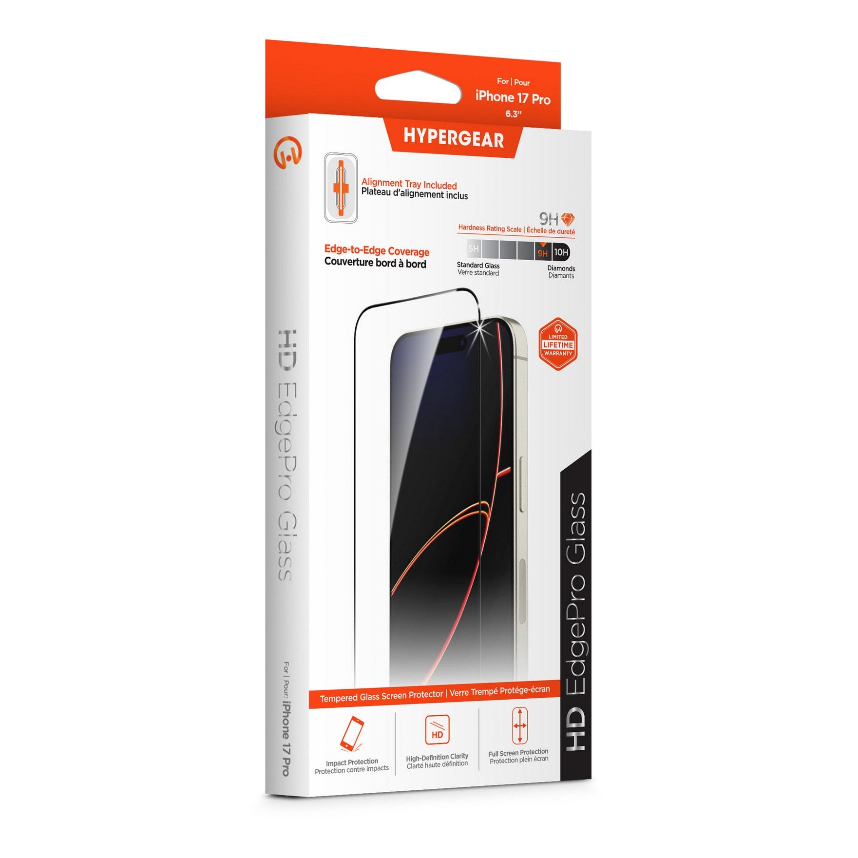 iPhone 17 Pro HyperGear Edge-to-Edge Glass Screen Protector w/Installation Applicator Tray - 15-15059