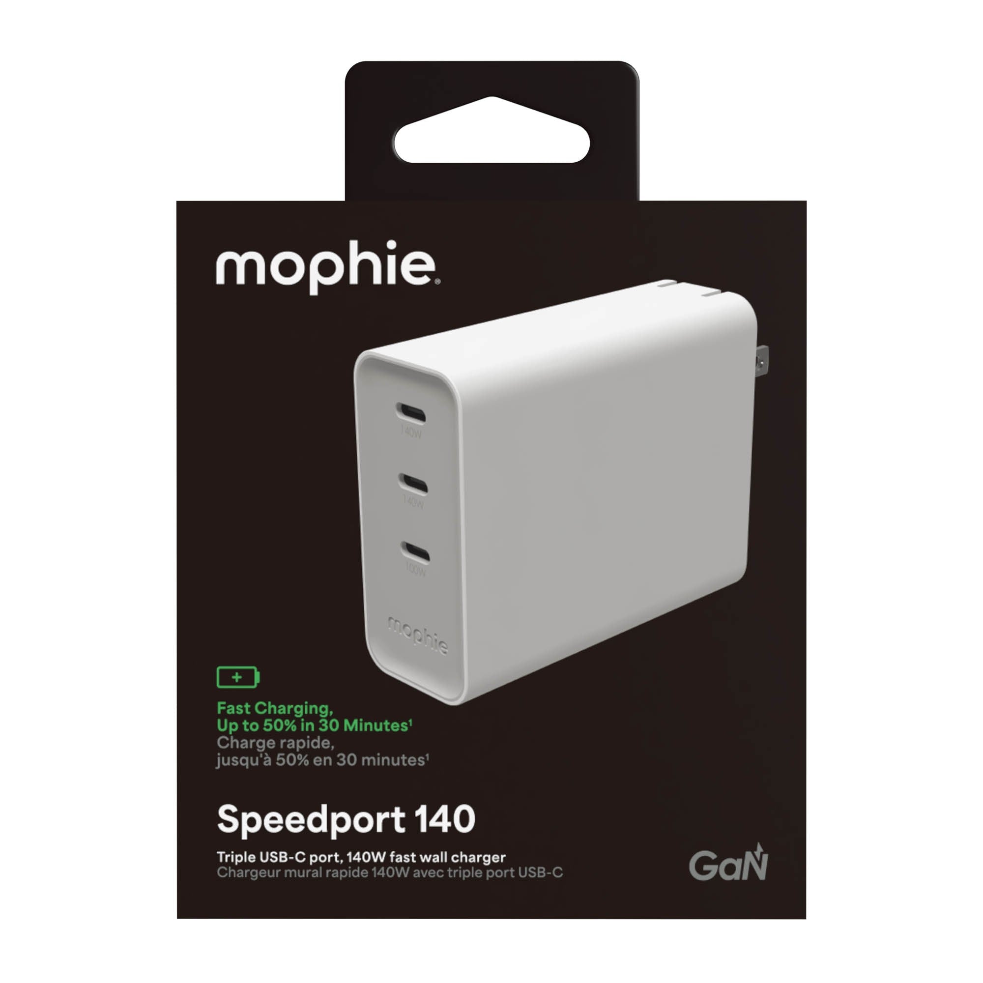 Mophie Speedport 140W Tri USB-C Wall Charger - White - 15-15072