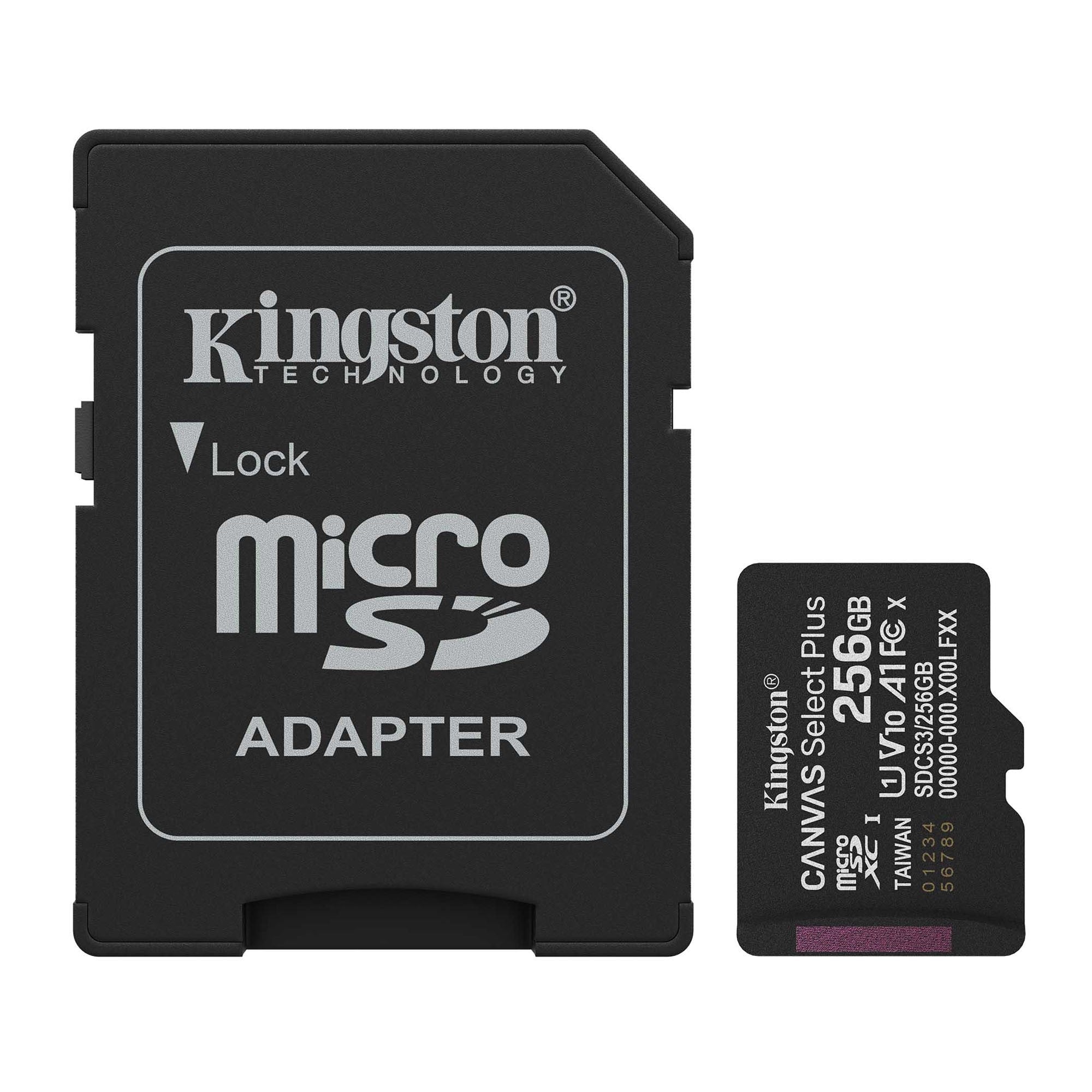 Kingston 256GB microSDXC Canvas Select Plus Gen3 150MB/s A1 Card + Adapter - 15-15111