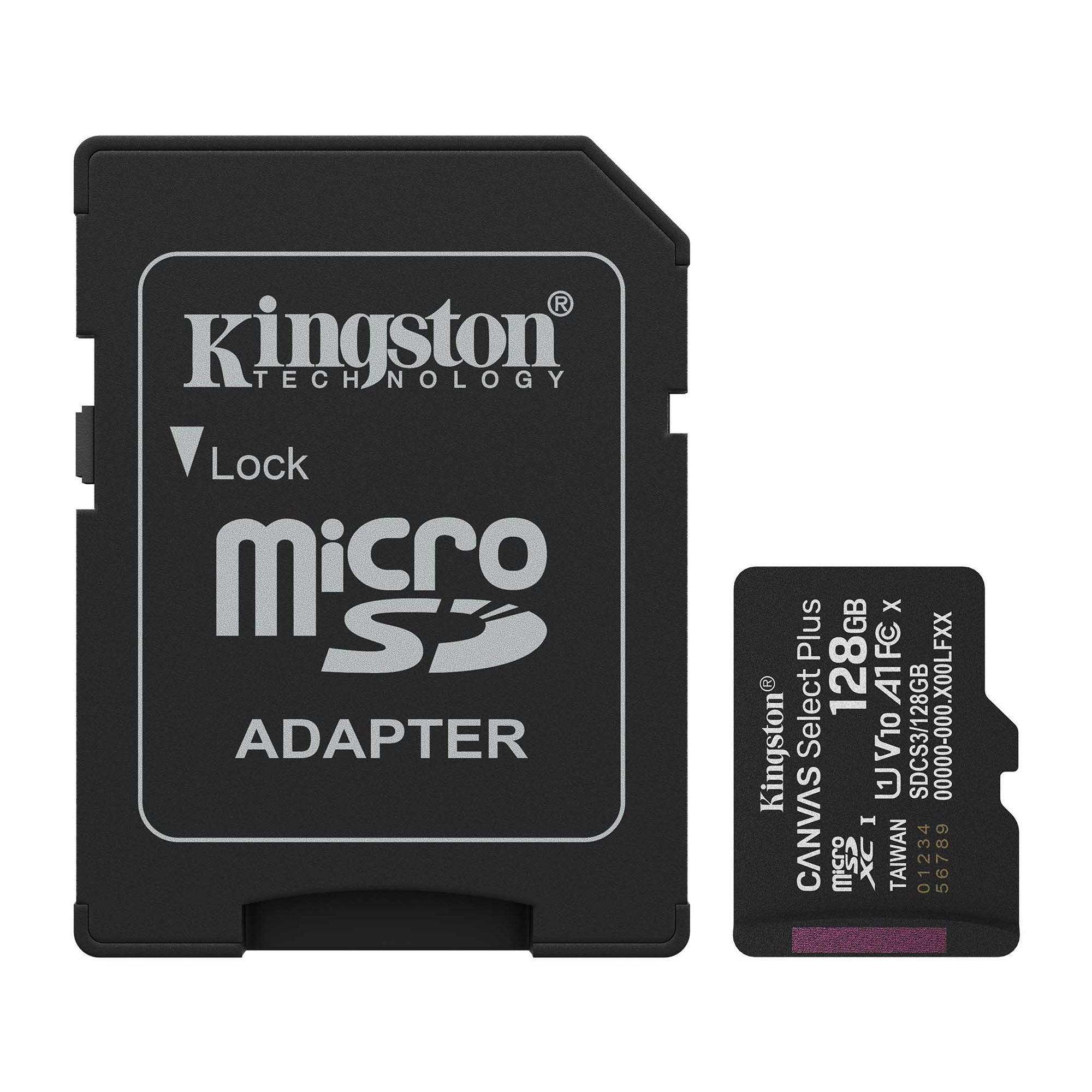 Kingston 128GB microSDXC Canvas Select Plus Gen3 150MB/s A1 Card + Adapter - 15-15112