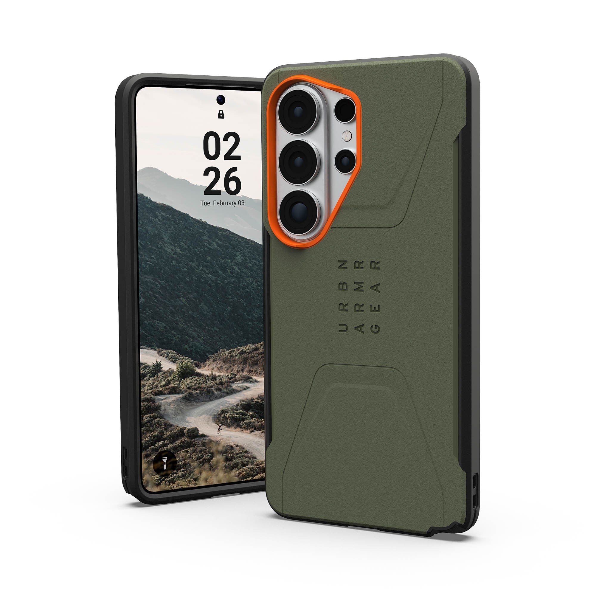 Samsung Galaxy S26 Ultra UAG Civilian w/Magnet Case - Olive Drab/Orange - 15-15132