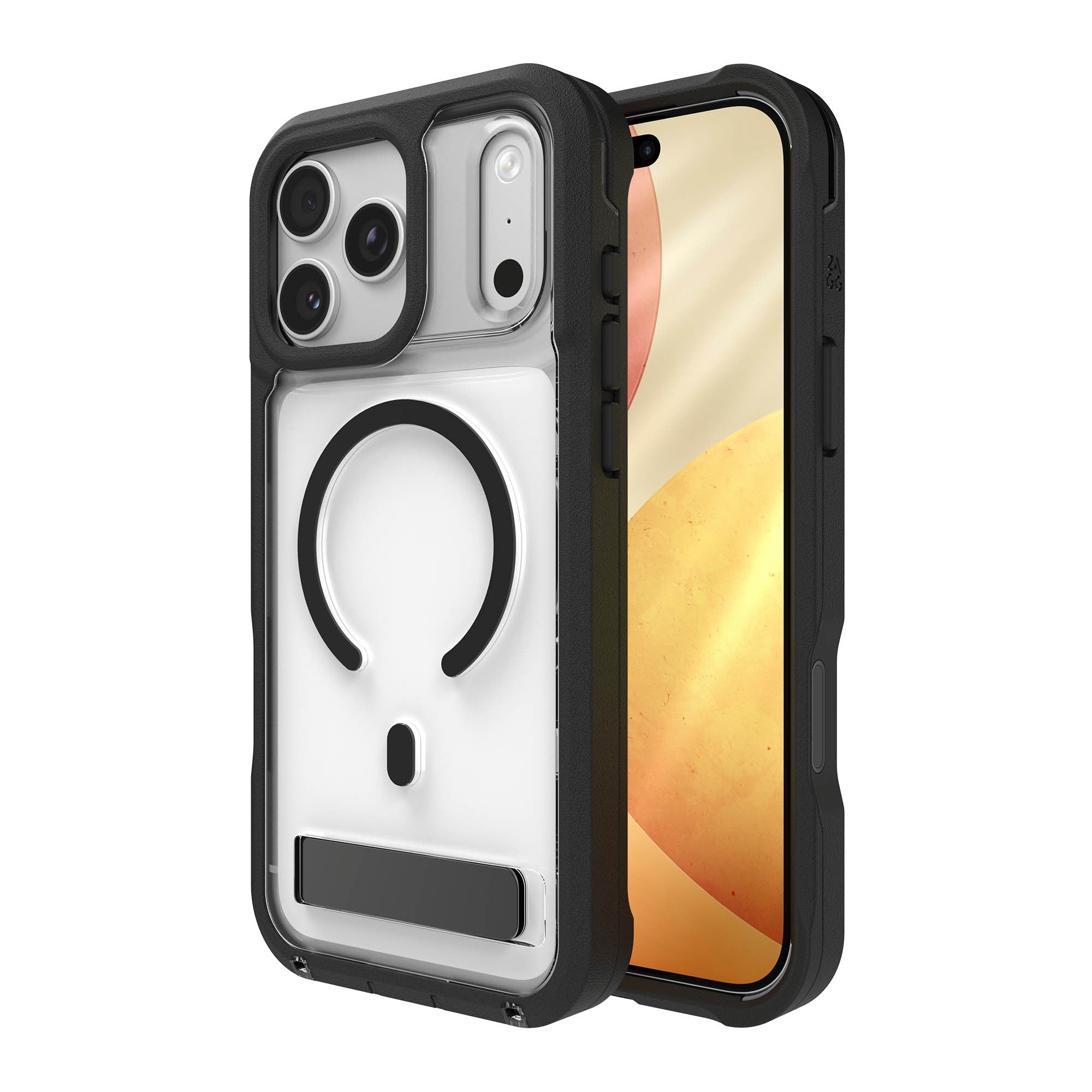iPhone 17 Pro Max ZAGG Graphene Rainier Snap Kickstand Case - Clear/Black - 15-15274