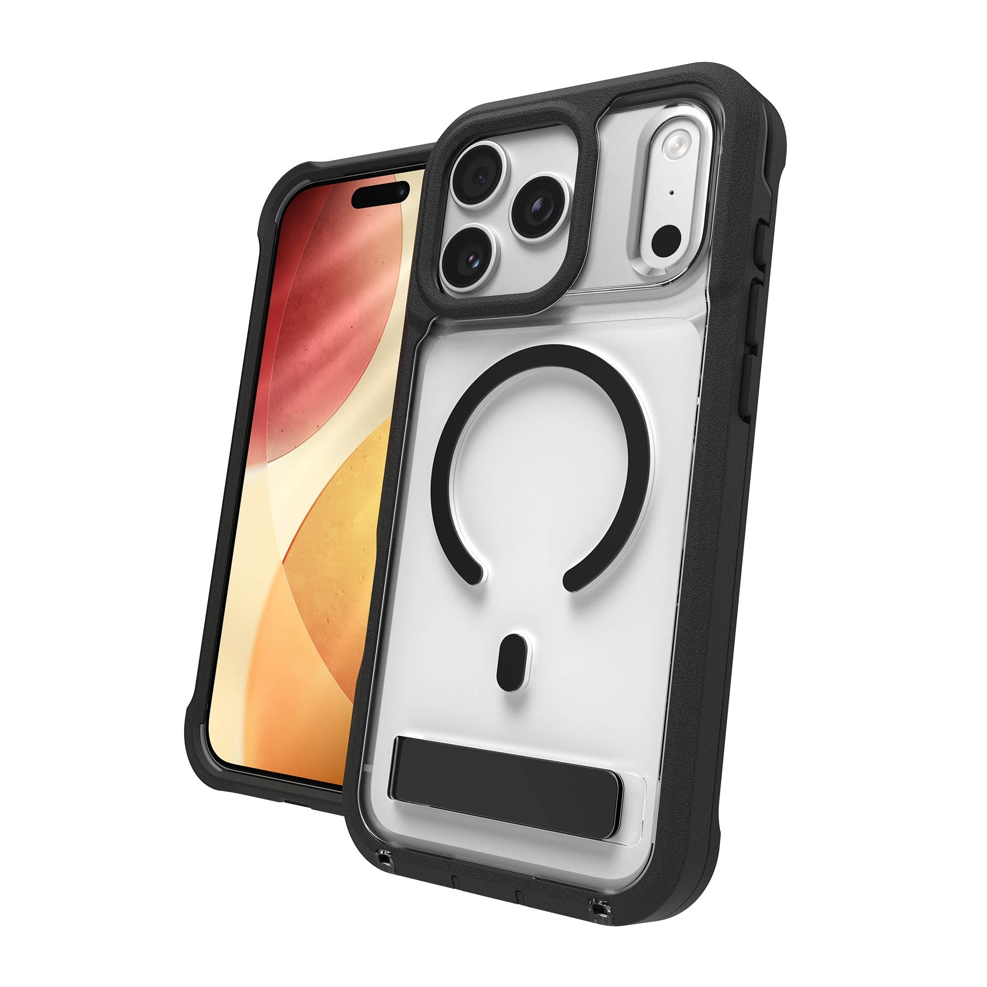 iPhone 17 Pro Max ZAGG Graphene Rainier Snap Kickstand Case - Clear/Black - 15-15274