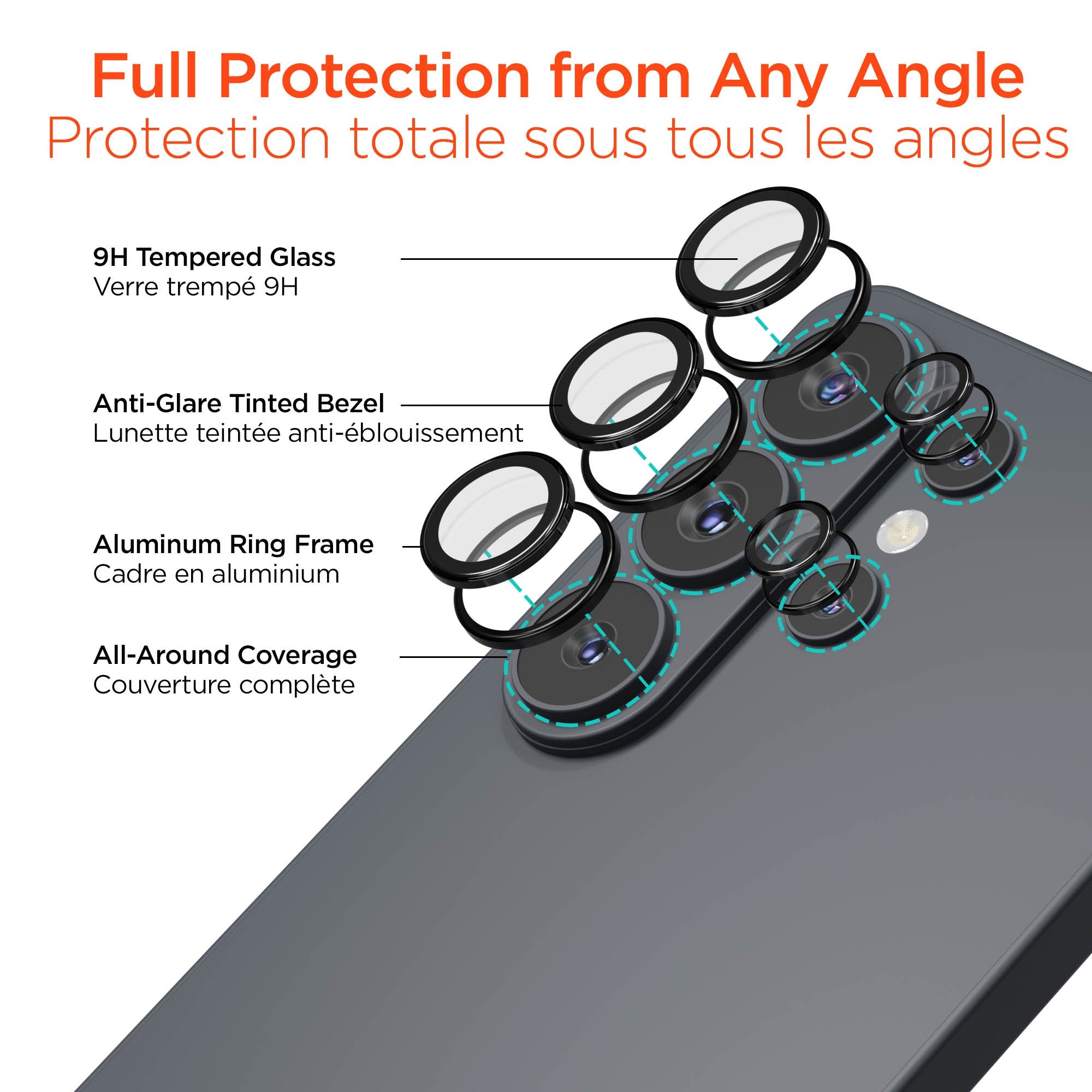 Samsung Galaxy S26 Ultra HyperGear Tempered Glass Camera Rings Lens Protection - 2 Pack - 15-15346