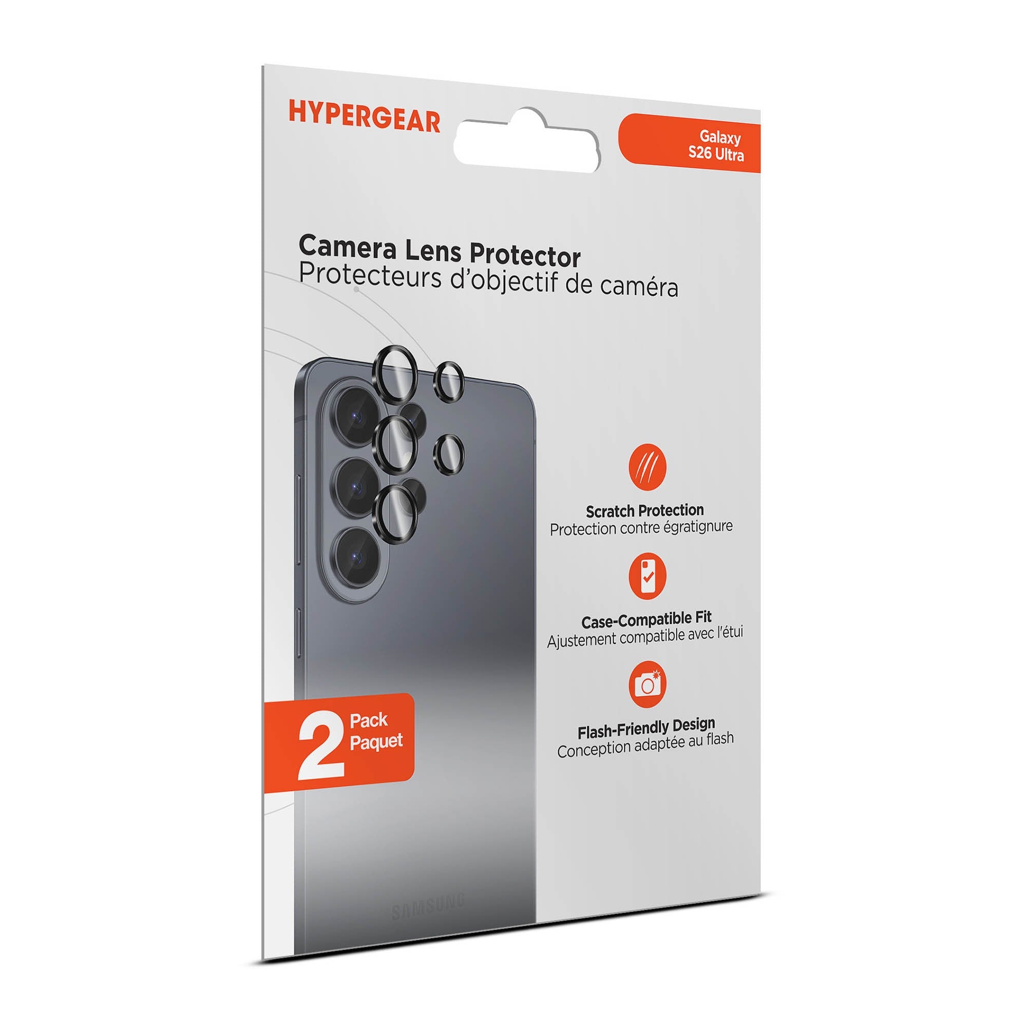 Samsung Galaxy S26 Ultra HyperGear Tempered Glass Camera Rings Lens Protection - 2 Pack - 15-15346