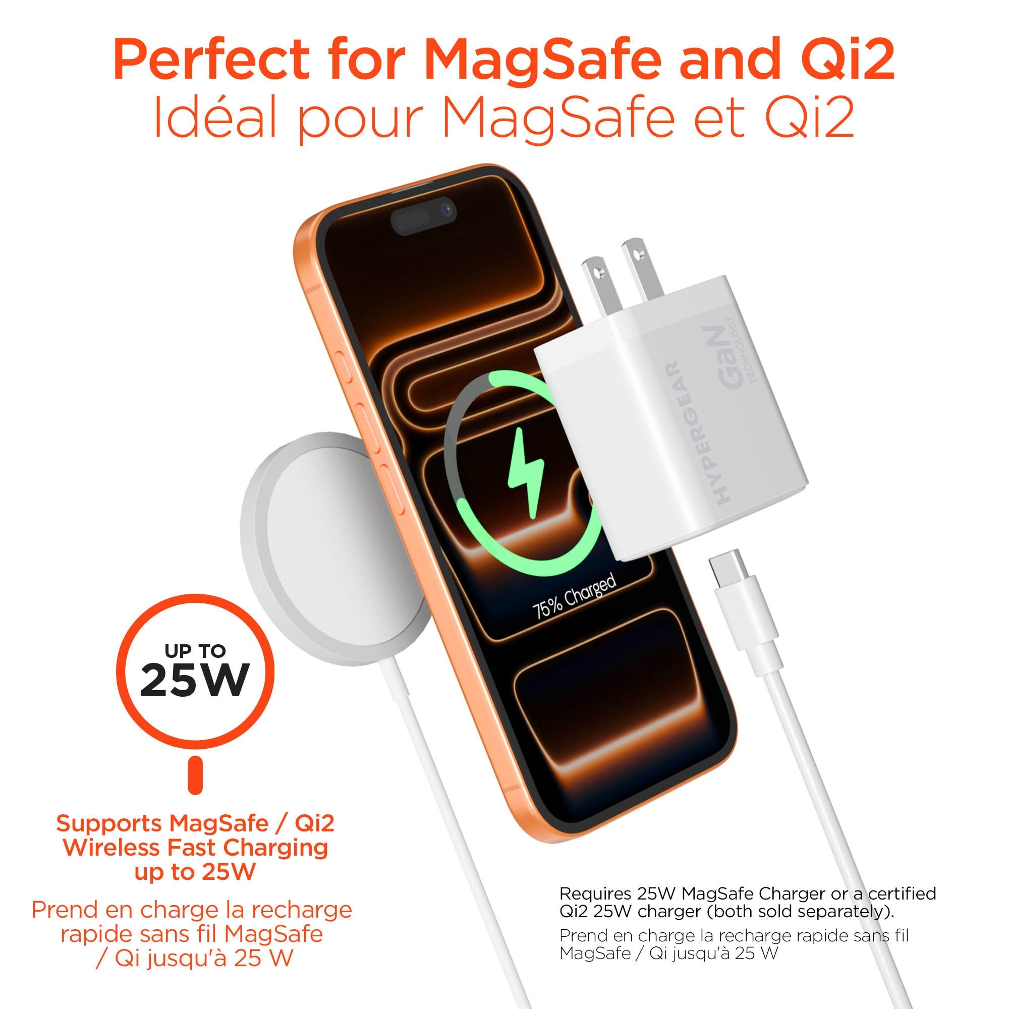 HyperGear 40W/60W Max USB-C PD 3.2/AVS/DPS GaN Wall Charger - White - 15-15424