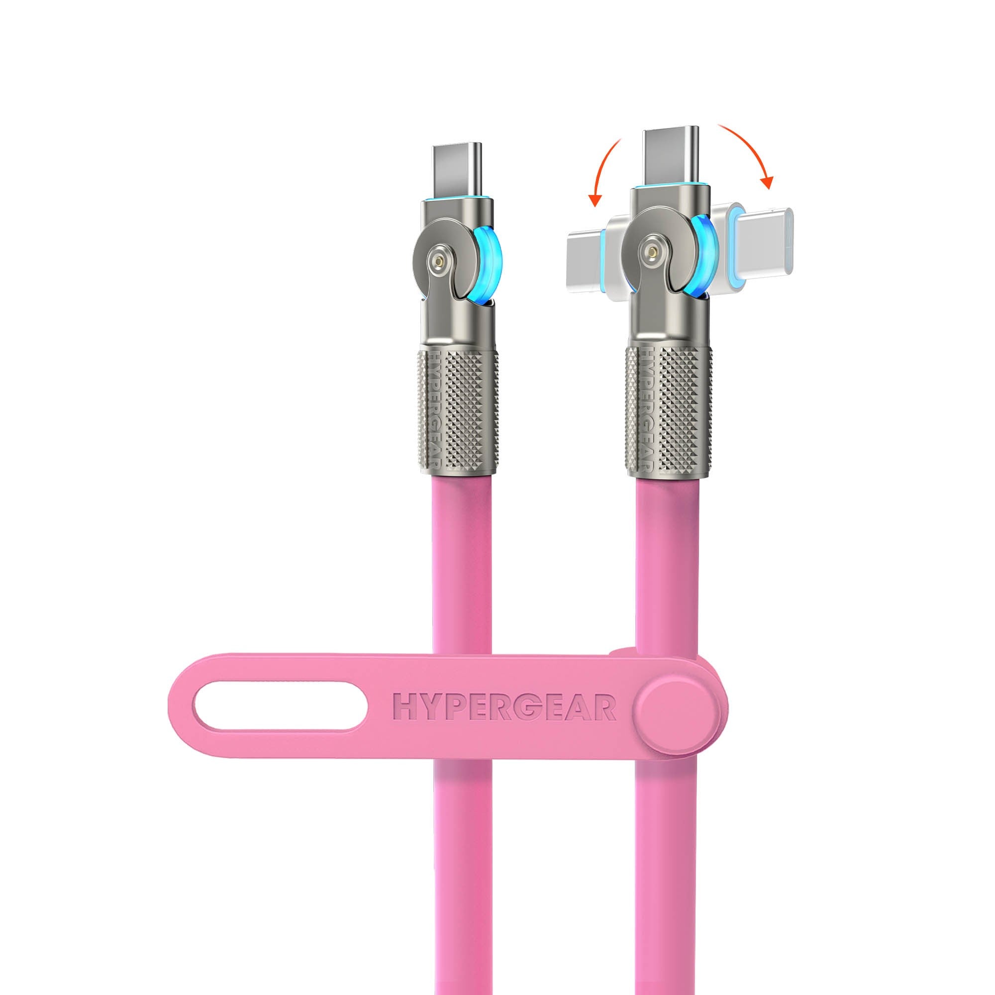 HyperGear 6 ft. 180cm USB-C to USB-C Chunky 180 Rugged Cable w/Rotating Connectors - Pink - 15-15459