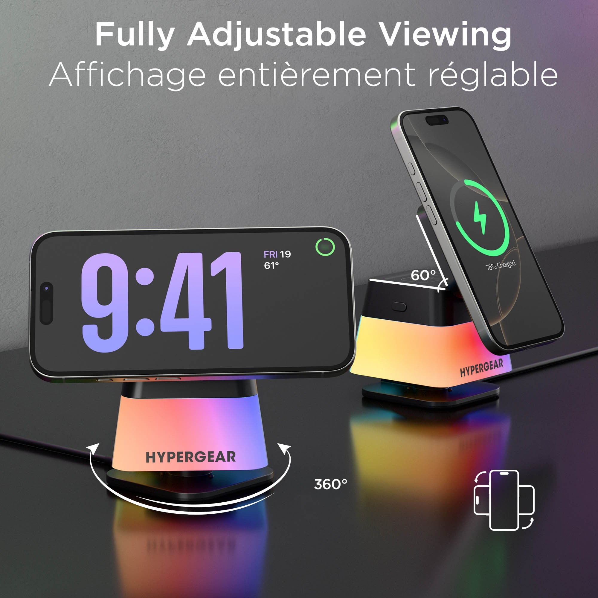 HyperGear 15W PowerFold Cube 3-in-1 Wireless Charging Stand Compatible w/ Magsafe + Watch - 15-15464