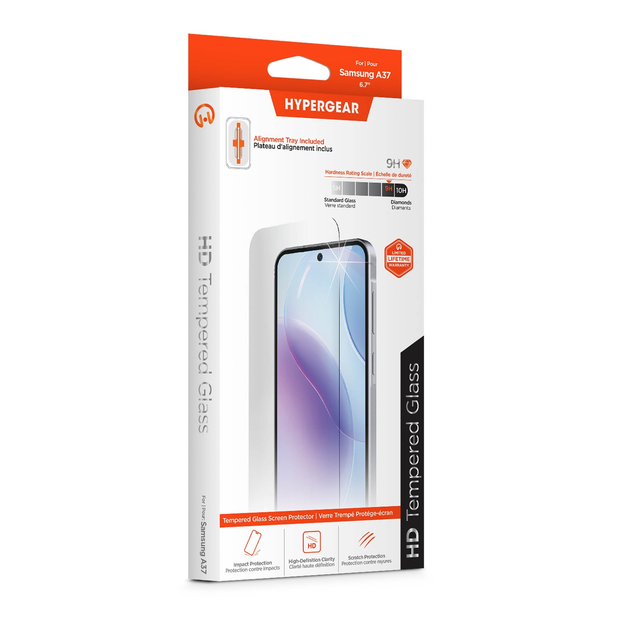 Samsung Galaxy A37 HyperGear Tempered Glass Screen Protector w/Dust-Free Install Tray - 15-15536