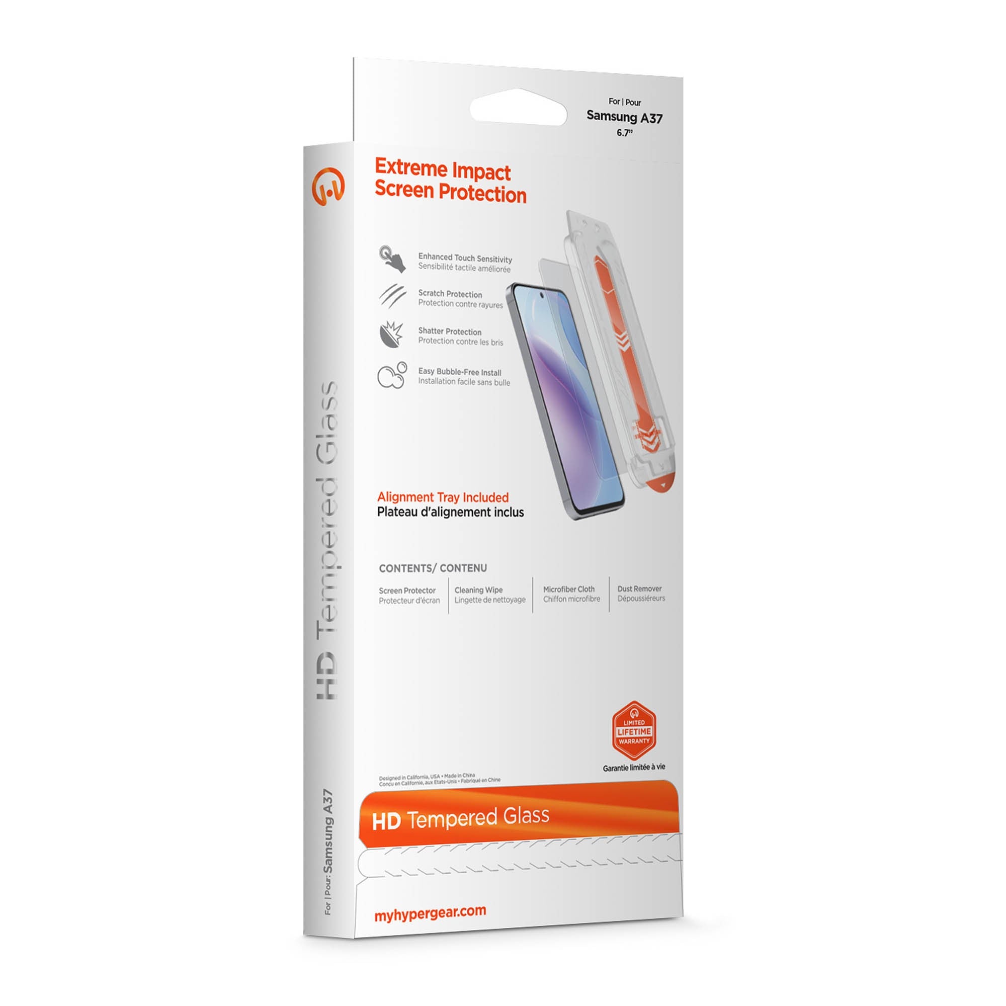 Samsung Galaxy A37 HyperGear Tempered Glass Screen Protector w/Dust-Free Install Tray - 15-15536