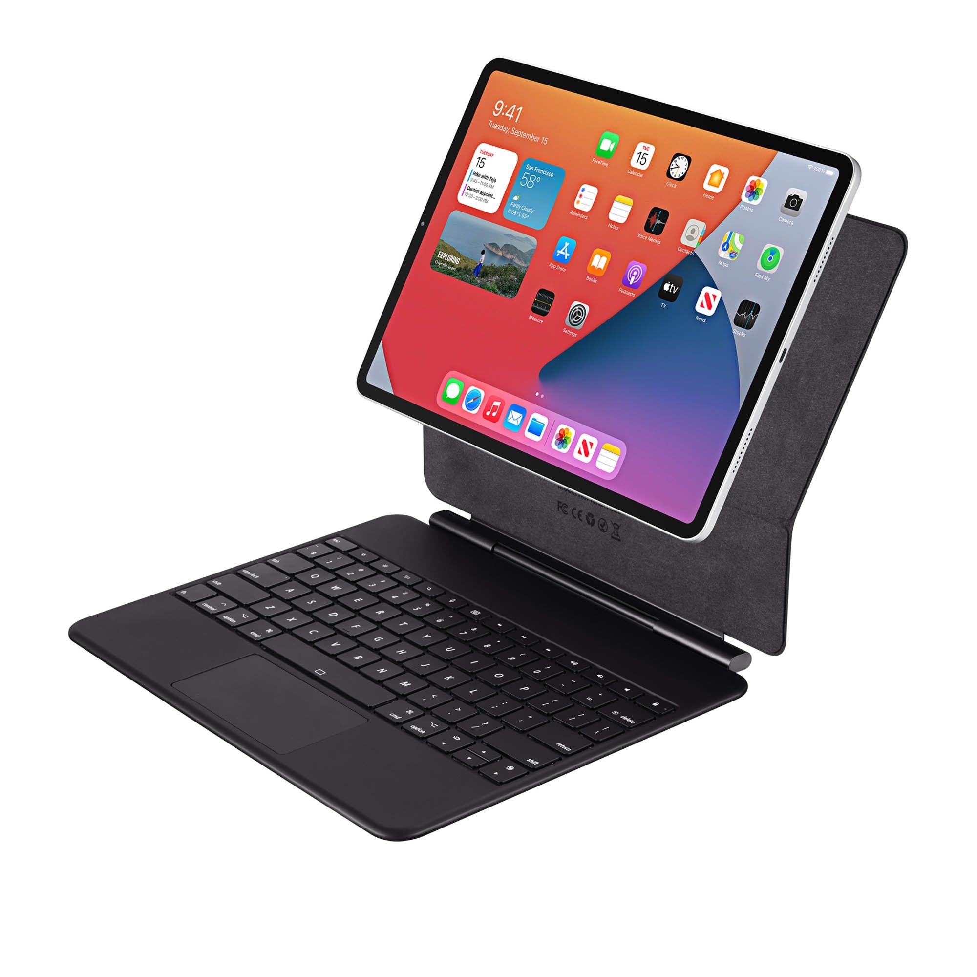 iPad Pro 12.9 (2018-2022) Adesso EasyTouch BT Keyboard Folio w/Touchpad - Black - 15-15547