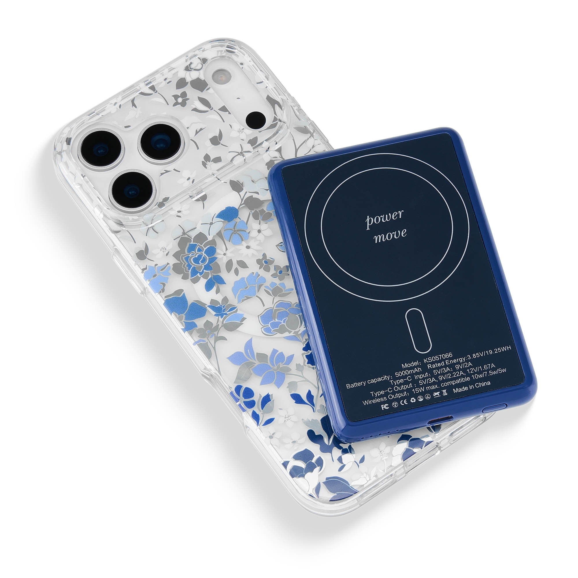 Kate Spade 5,000 mAh Wireless MagSafe Battery Pack - Flowerbed Blue - 15-15566