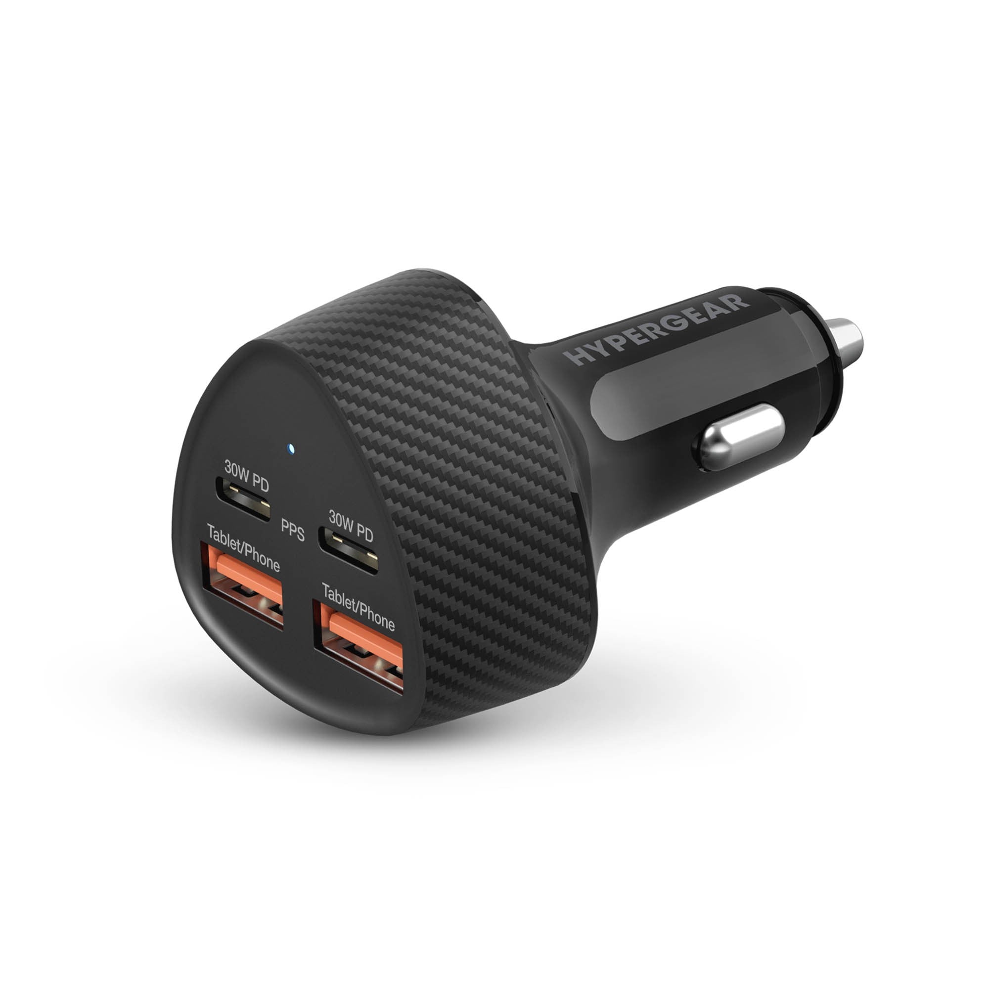 HyperGear SpeedBoost 77W Dual USB-C + Dual USB-A CLA Fast Charge Car Charger - Black - 15-15873
