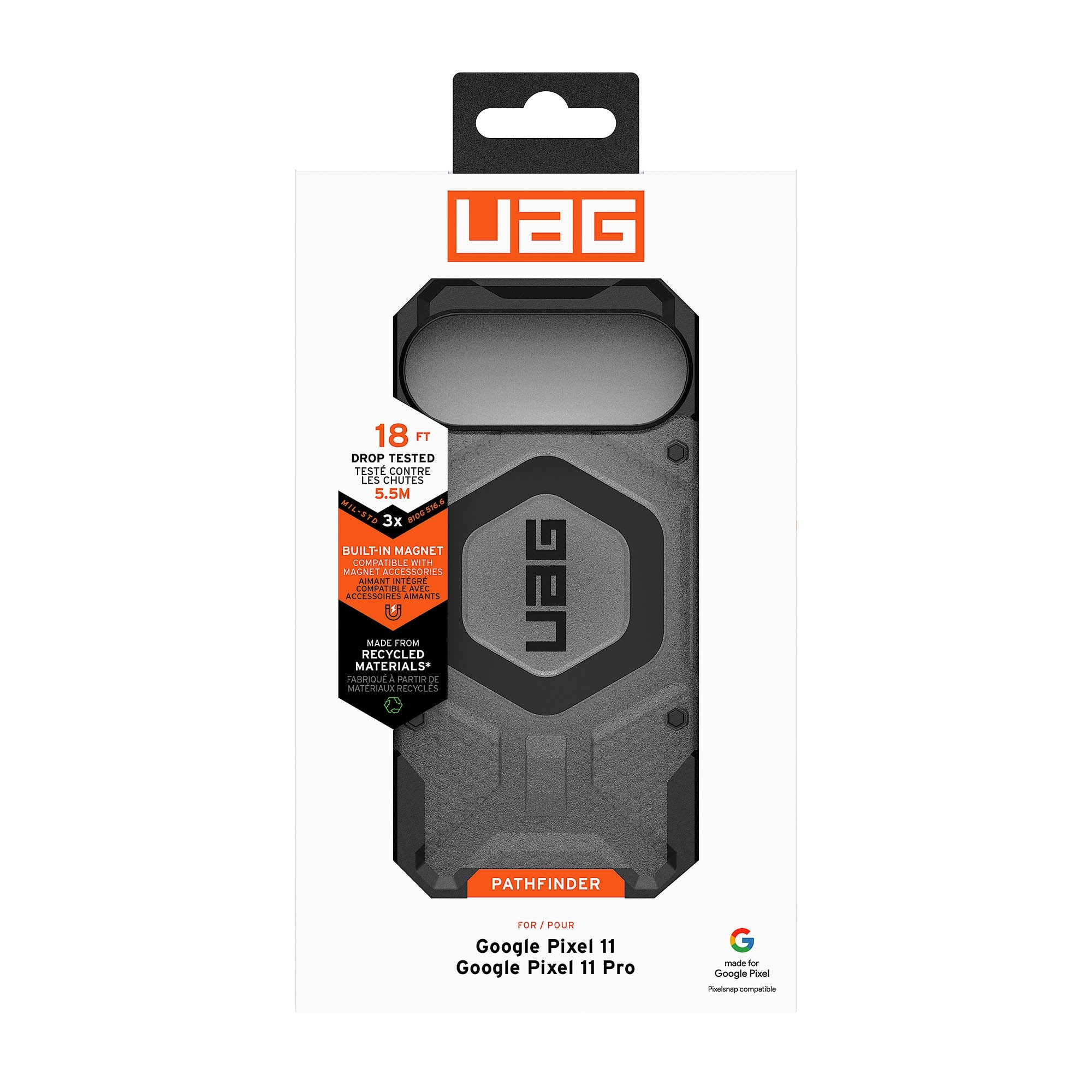 Google Pixel 11/11 Pro UAG Pathfinder Clear w/Magnet Case - Ash/Black - 15-15905