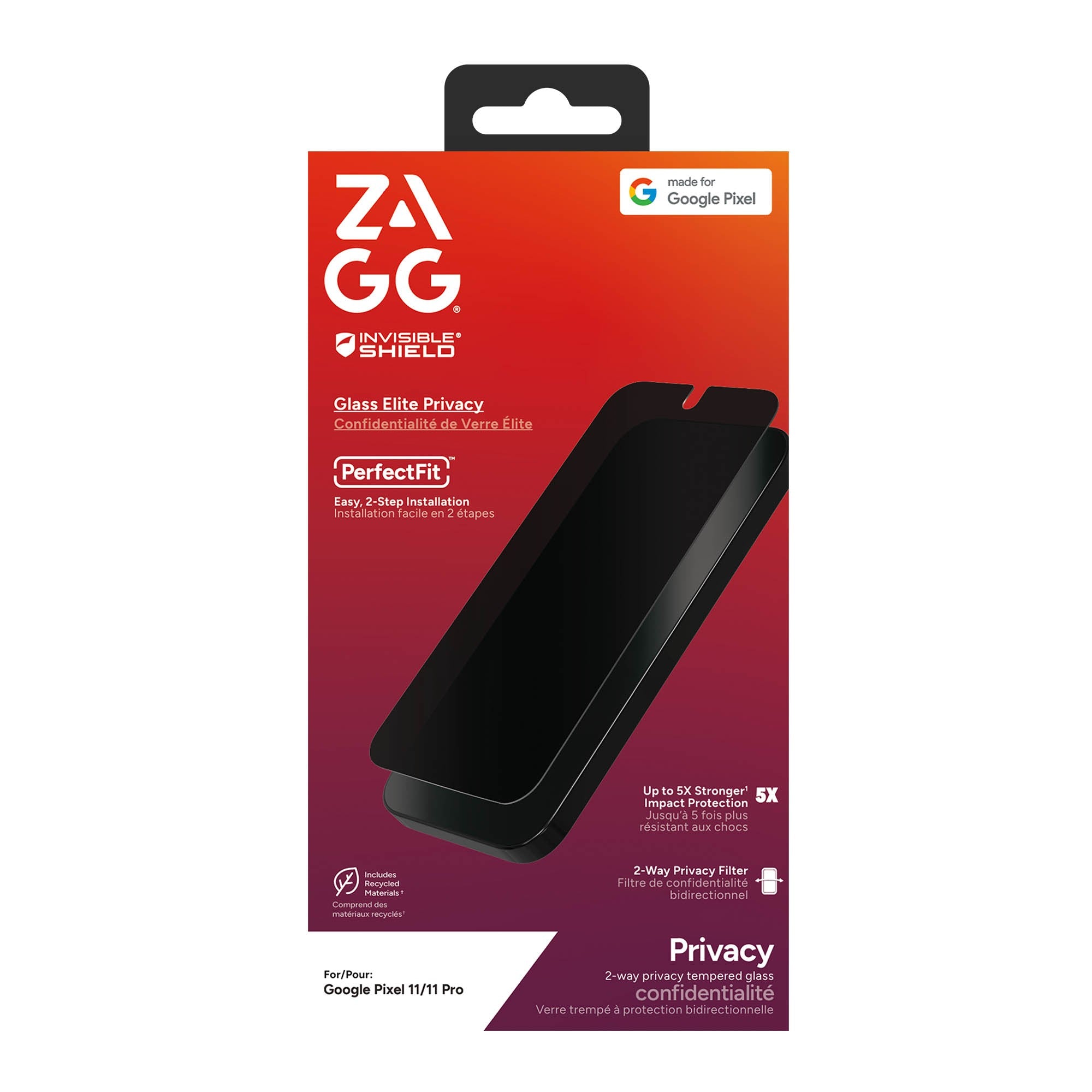 Google Pixel 11/11 Pro ZAGG InvisibleShield Glass Elite Privacy Screen Protector - 15-16088