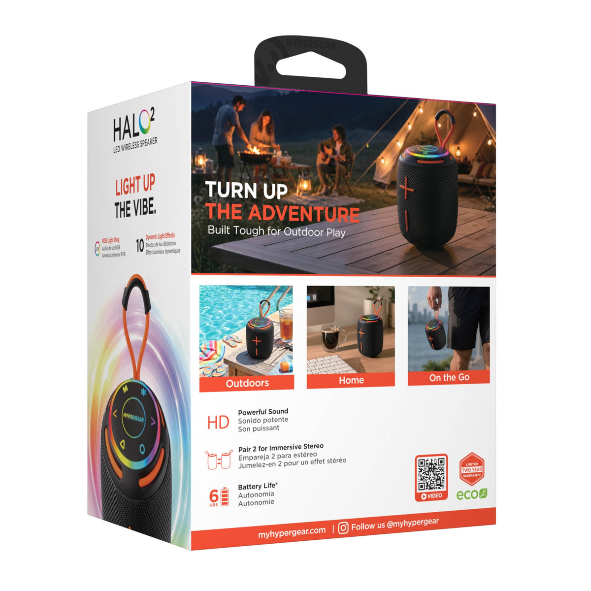 HyperGear Halo 2.0 Wireless LED Speaker - Black - 15-16331