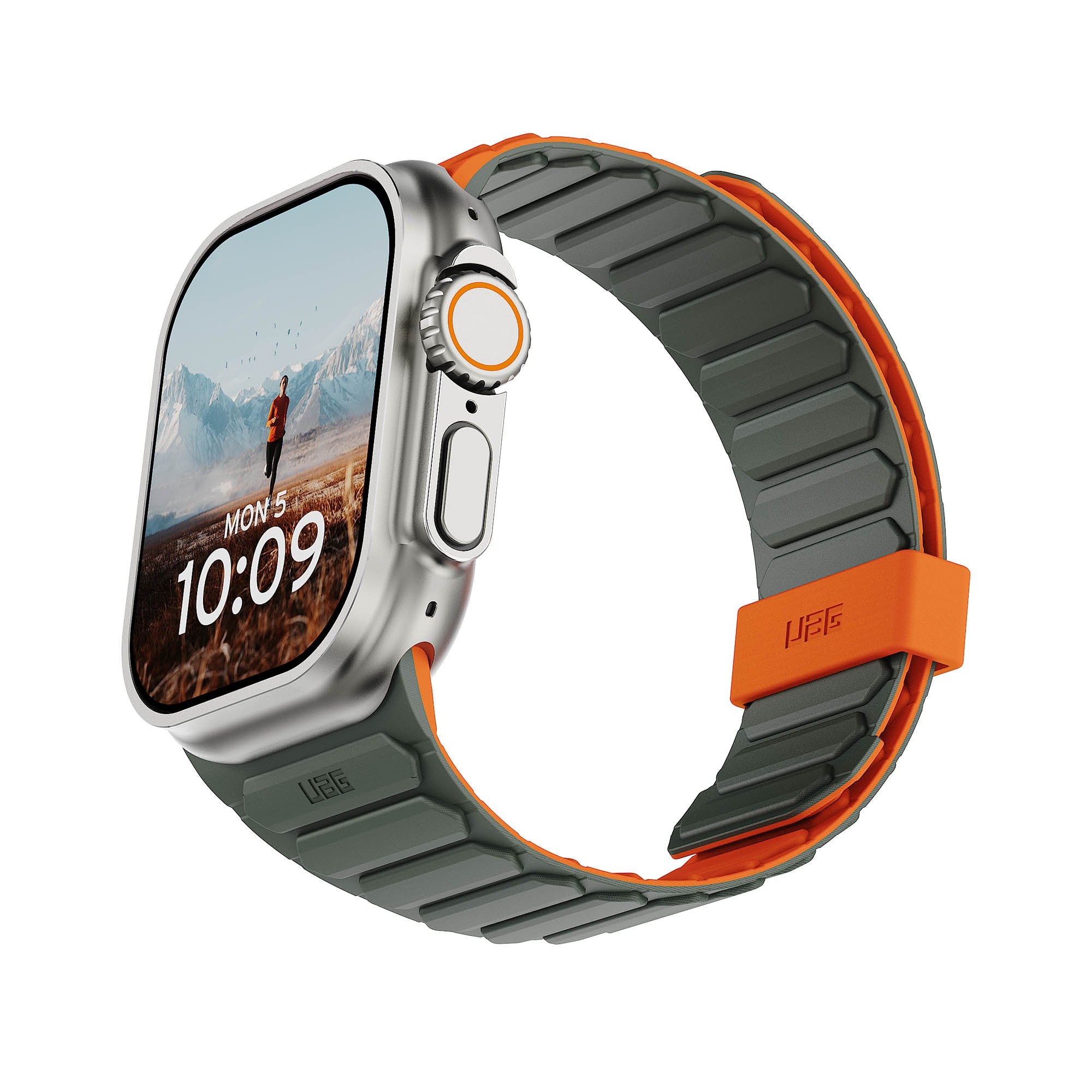Apple Watch 42/44/45/46/49mm UAG Pathfinder Strap - Olive/Orange - 15-16391