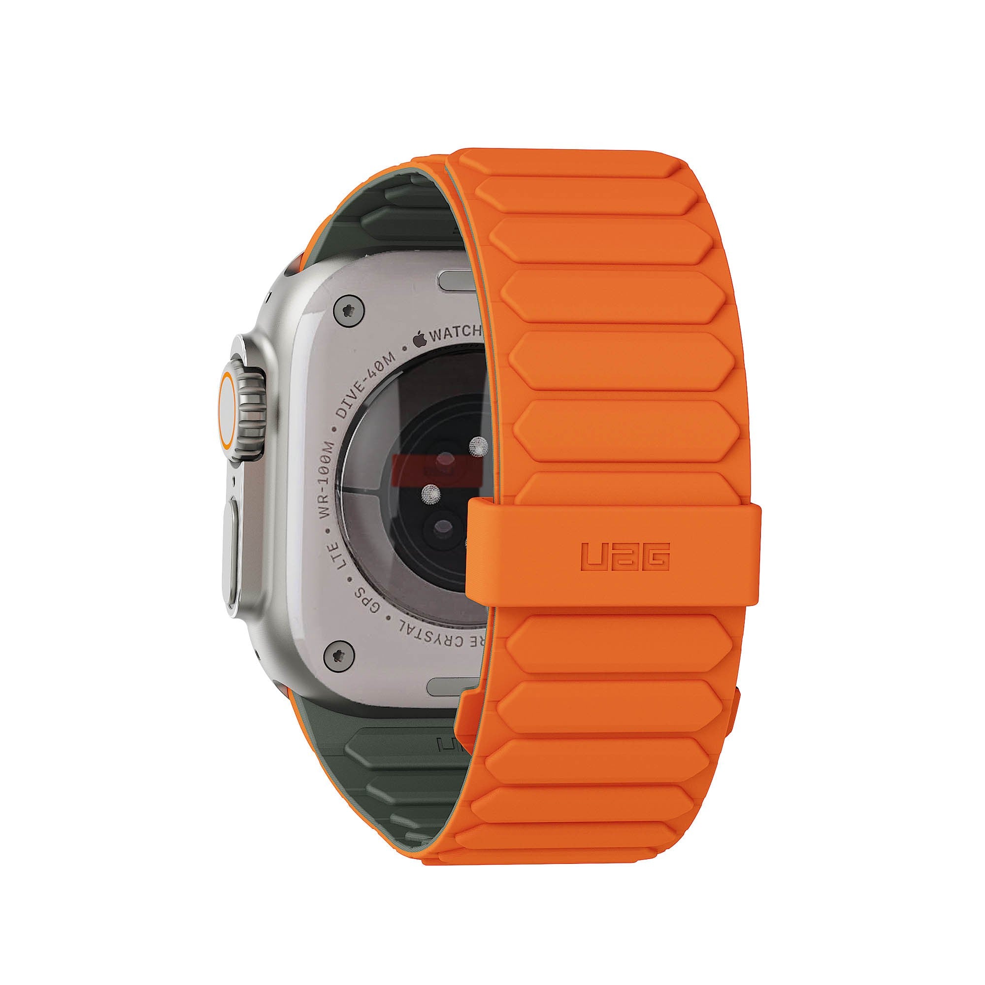 Apple Watch 42/44/45/46/49mm UAG Pathfinder Strap - Olive/Orange - 15-16391