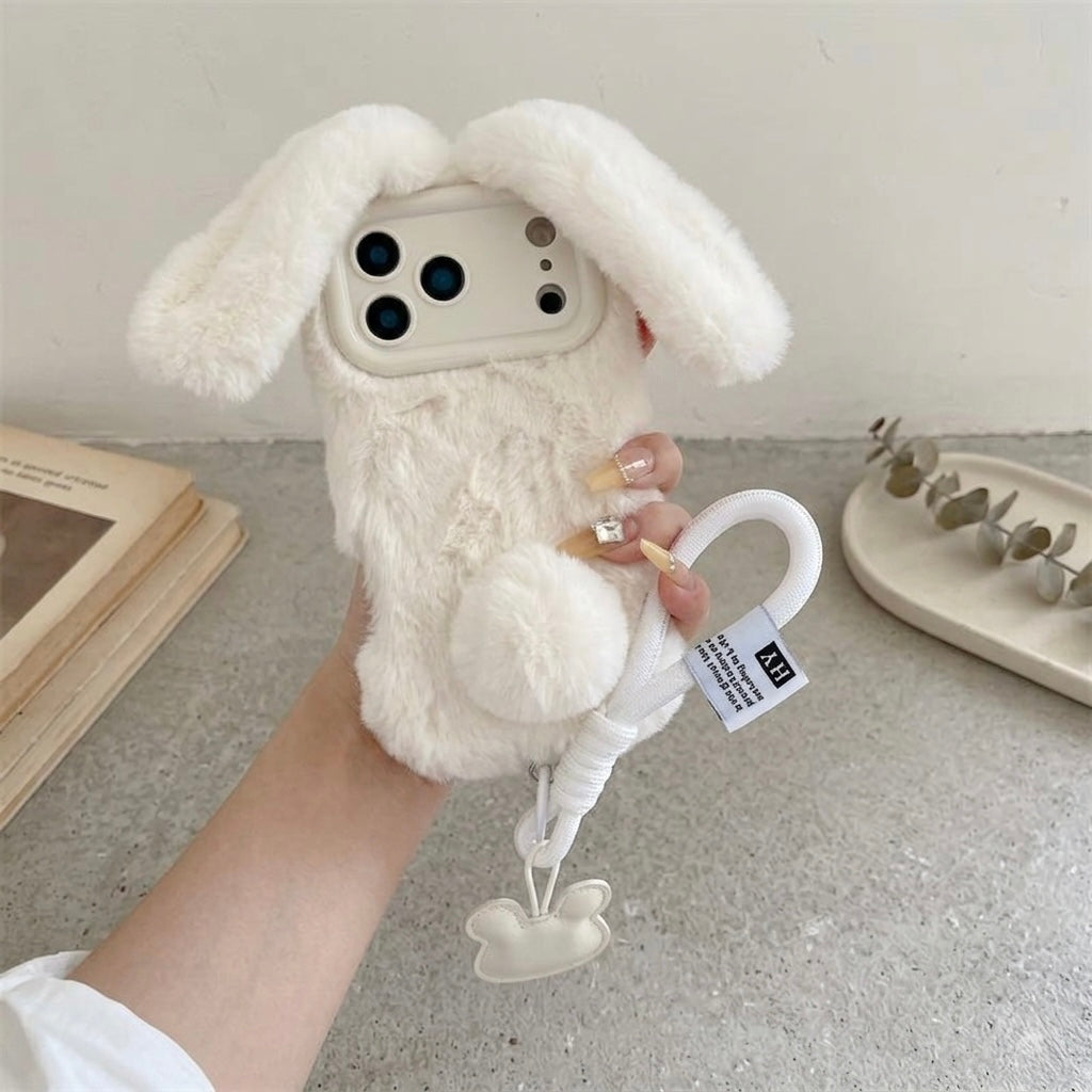 iPhone Fluffy Bunny Case with Hand Strap