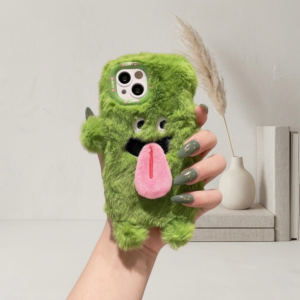 iPhone Fluffy Big Tongue Case with Camera Frame