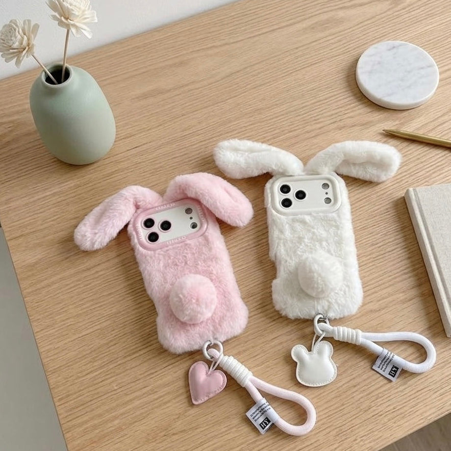 iPhone Fluffy Bunny Case with Hand Strap
